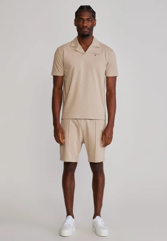 Beige Polo and Shorts Set made by Siksilk