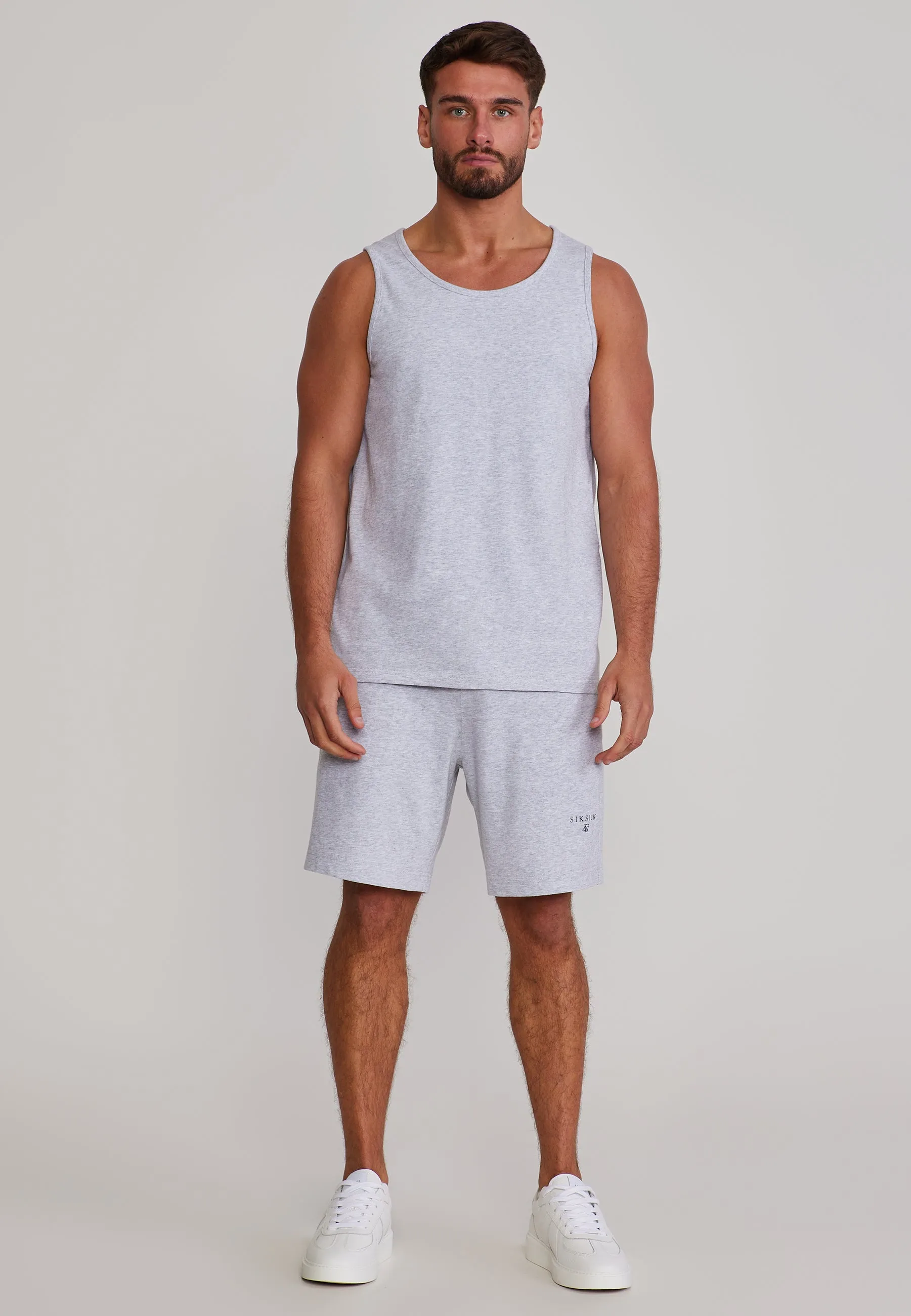 Grey Marl Vest and Shorts Set sold by Siksilk