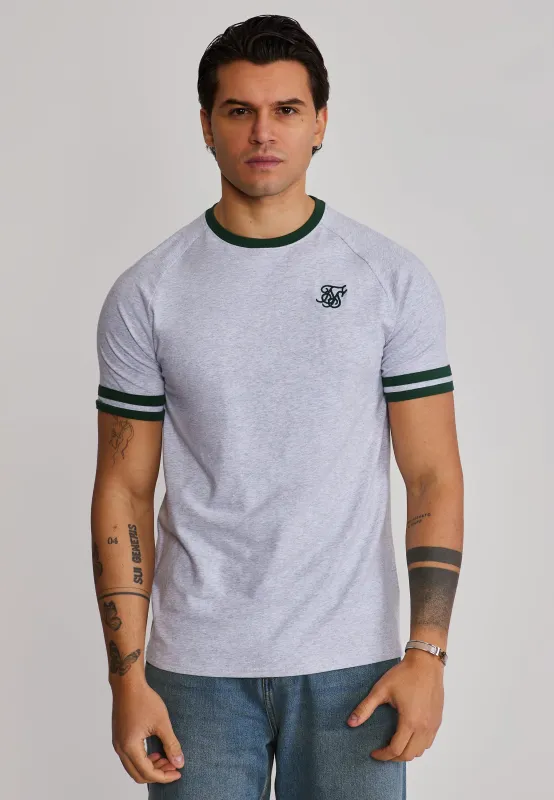 Grey Marl and Green Tournament T-Shirt made by Siksilk