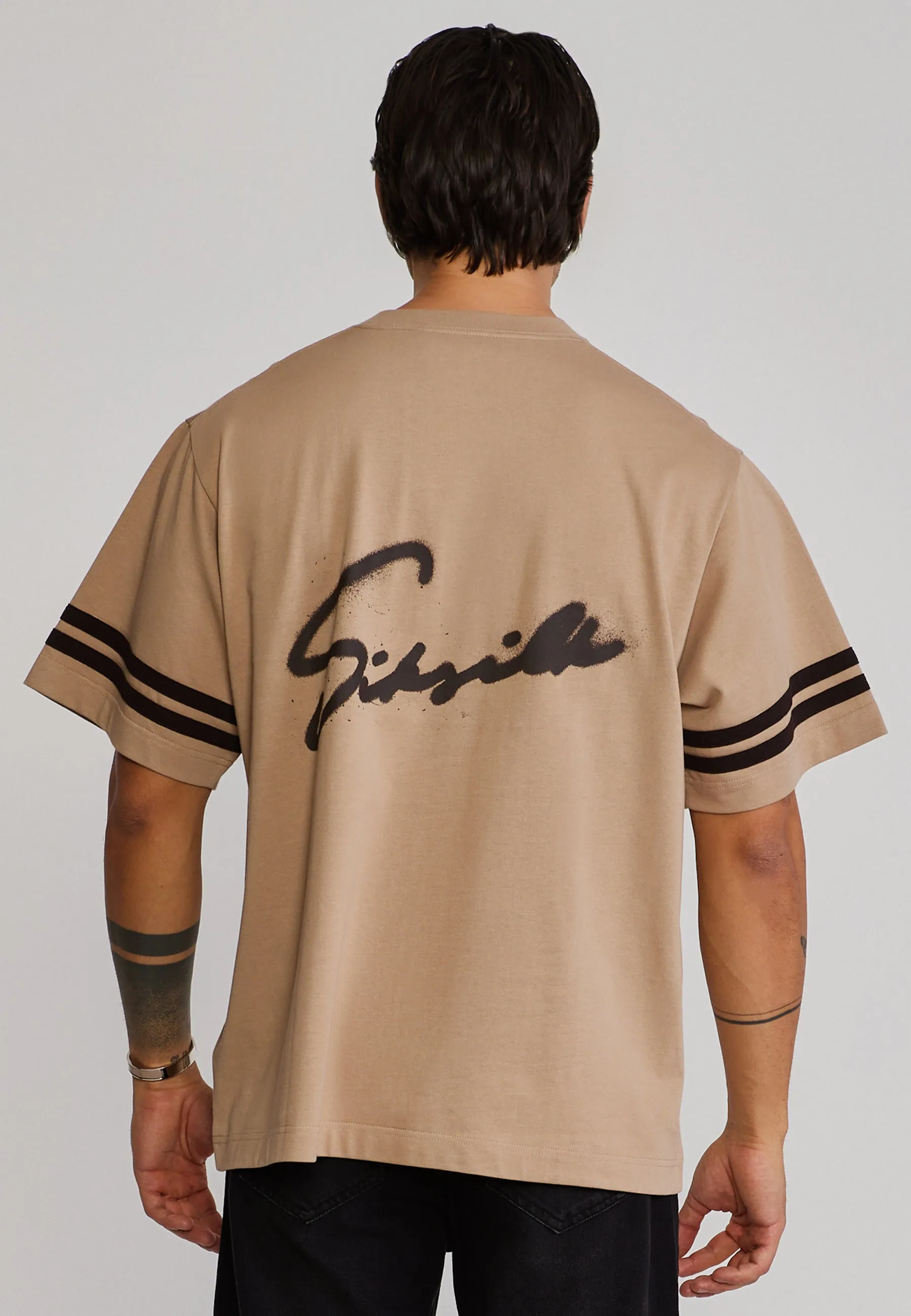 Beige Script T-Shirt sold by Siksilk product image thumbnail 5