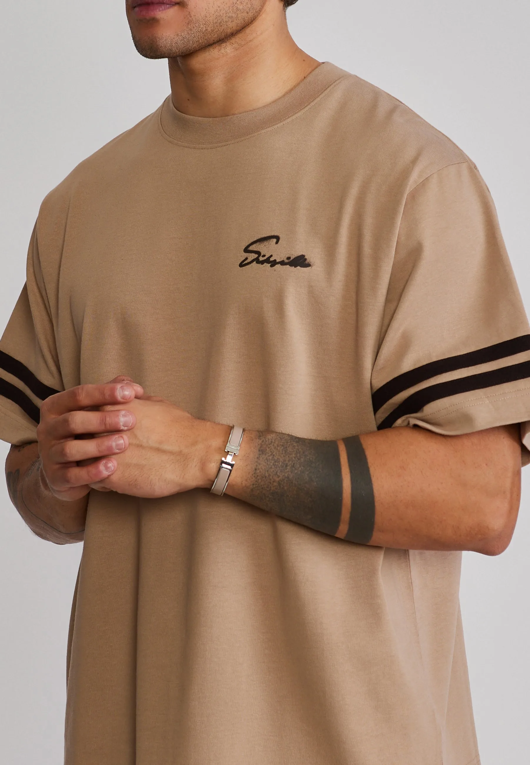 Beige Script T-Shirt sold by Siksilk product image thumbnail 2