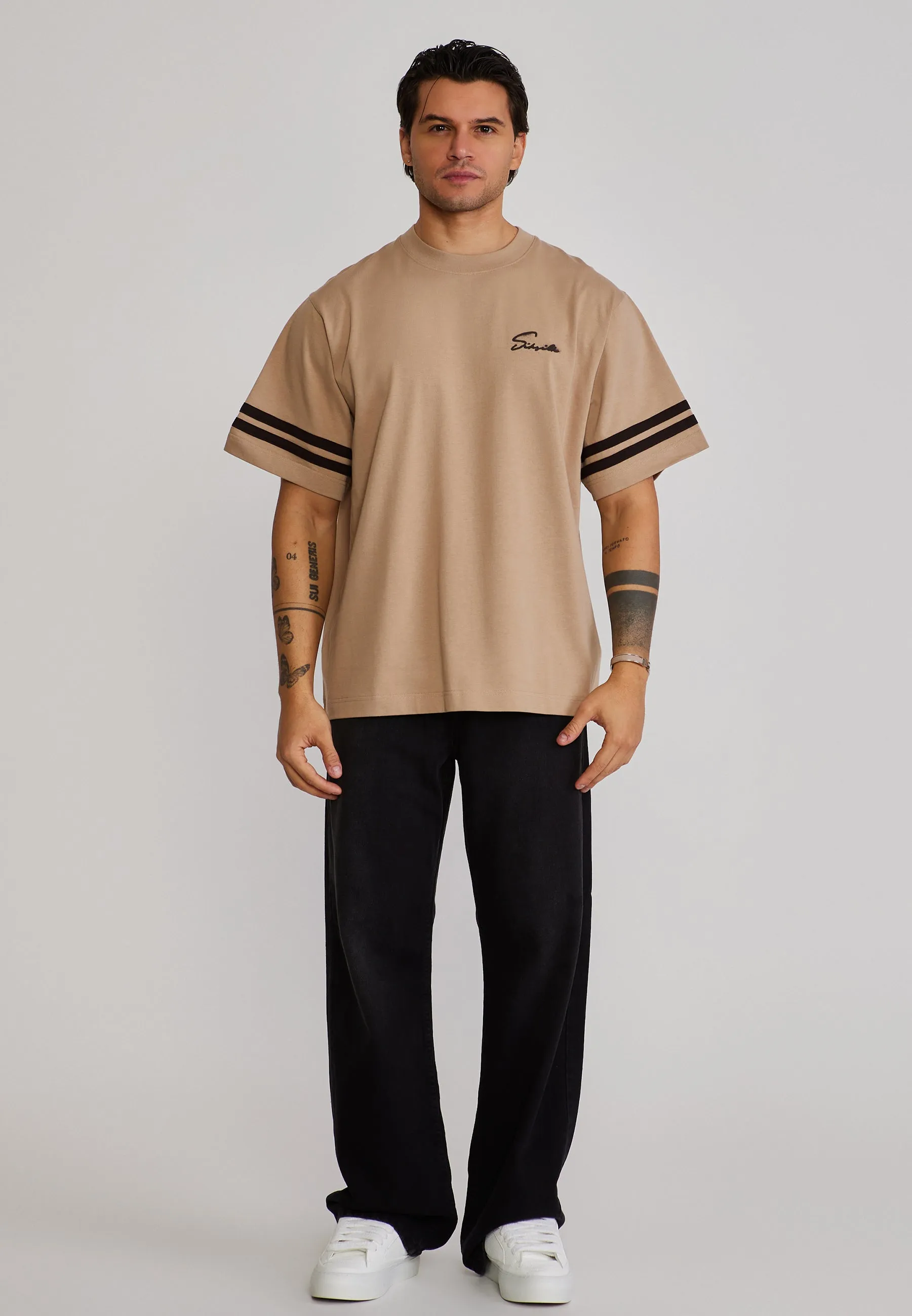 Beige Script T-Shirt sold by Siksilk product image thumbnail 3