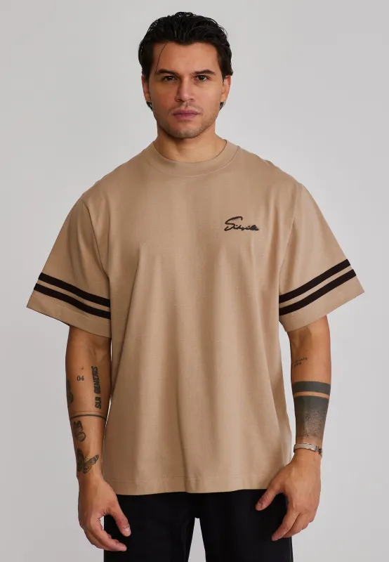 Beige Script T-Shirt made by Siksilk