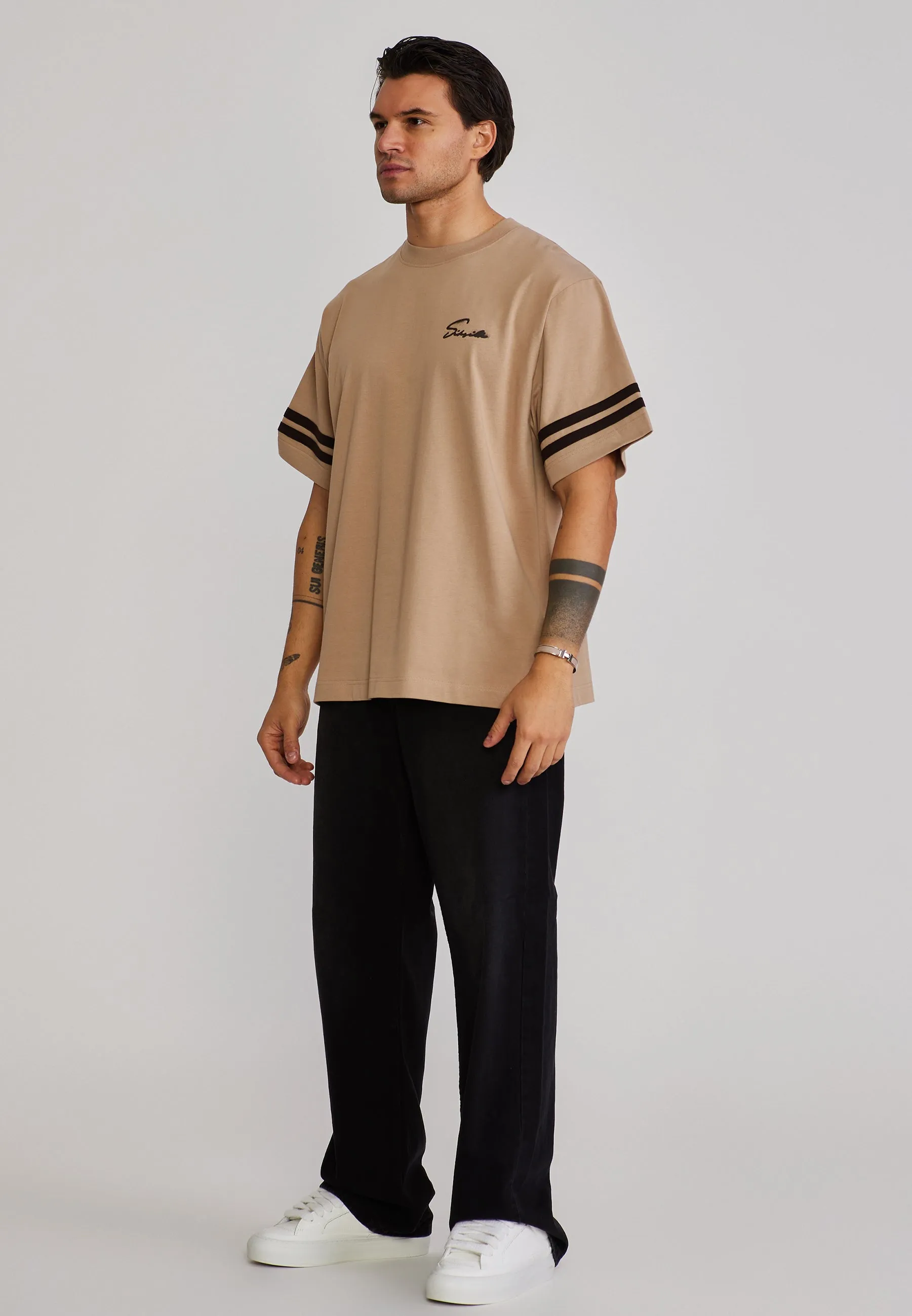 Beige Script T-Shirt sold by Siksilk product image thumbnail 4