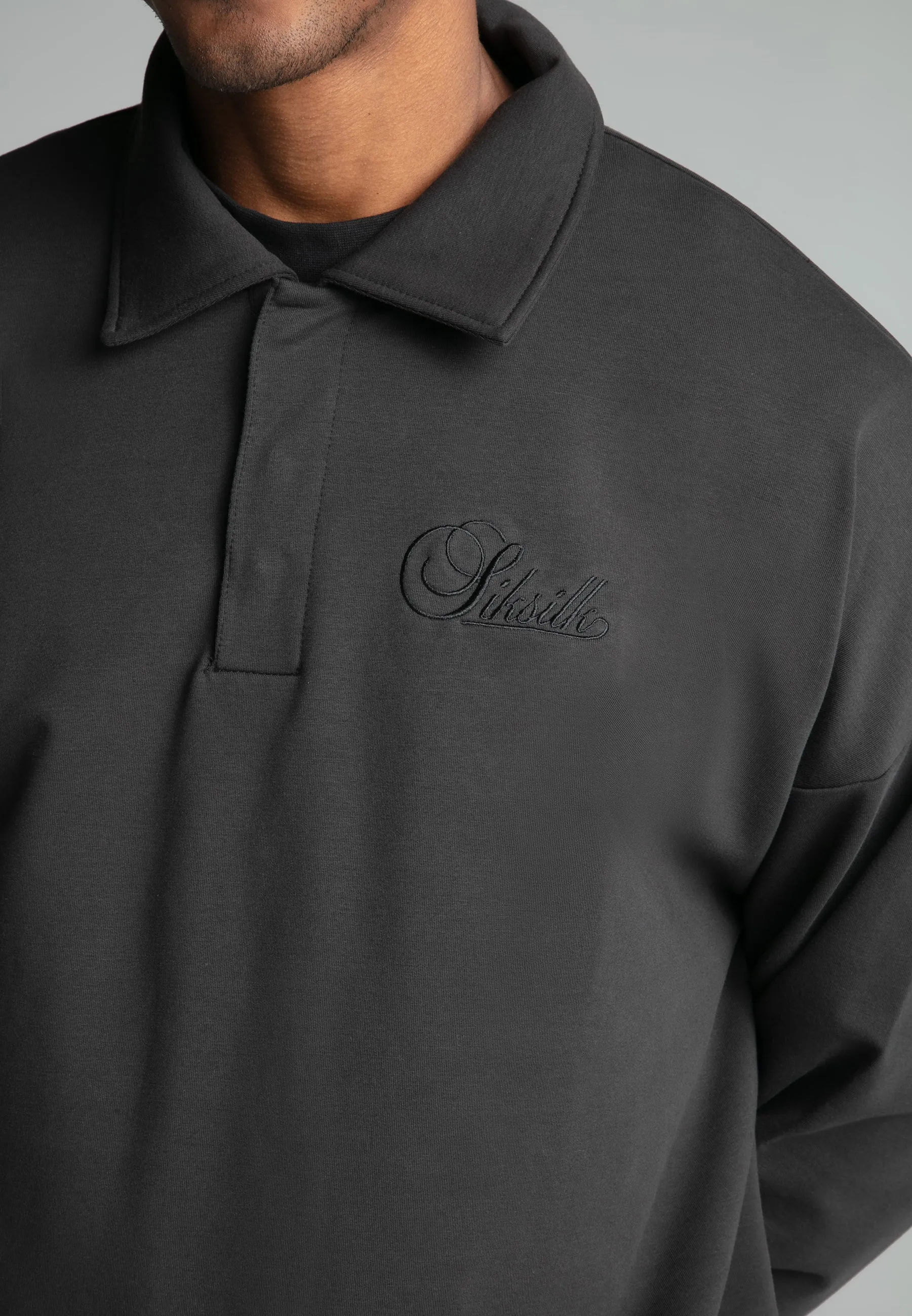 Washed Black Polo Sweater sold by Siksilk product image thumbnail 4