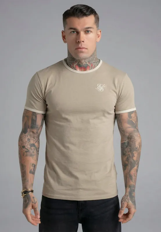 Stone and Ecru Ringer T-Shirt made by Siksilk