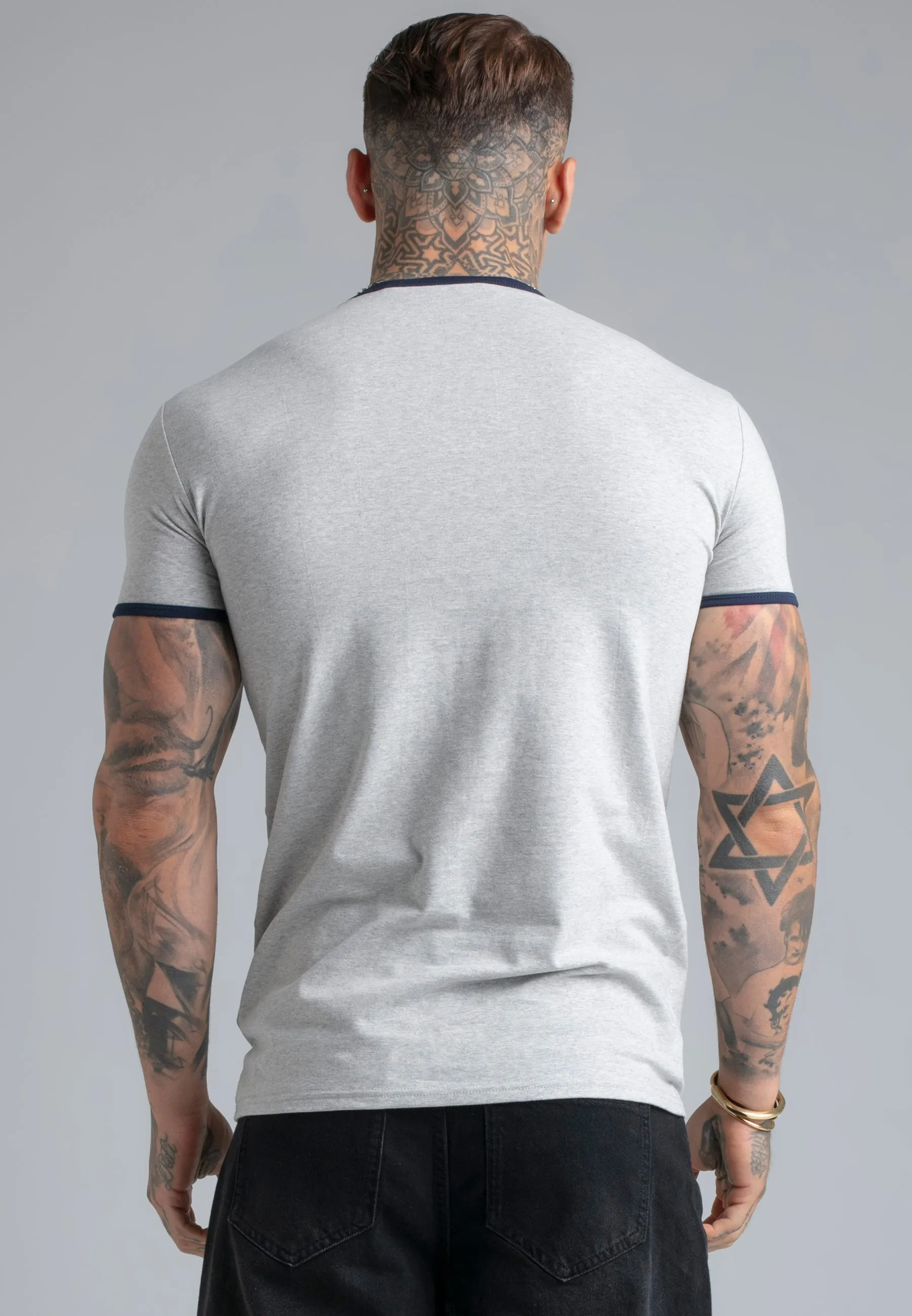 Grey Marl and Navy Ringer T-Shirt sold by Siksilk product image thumbnail 5