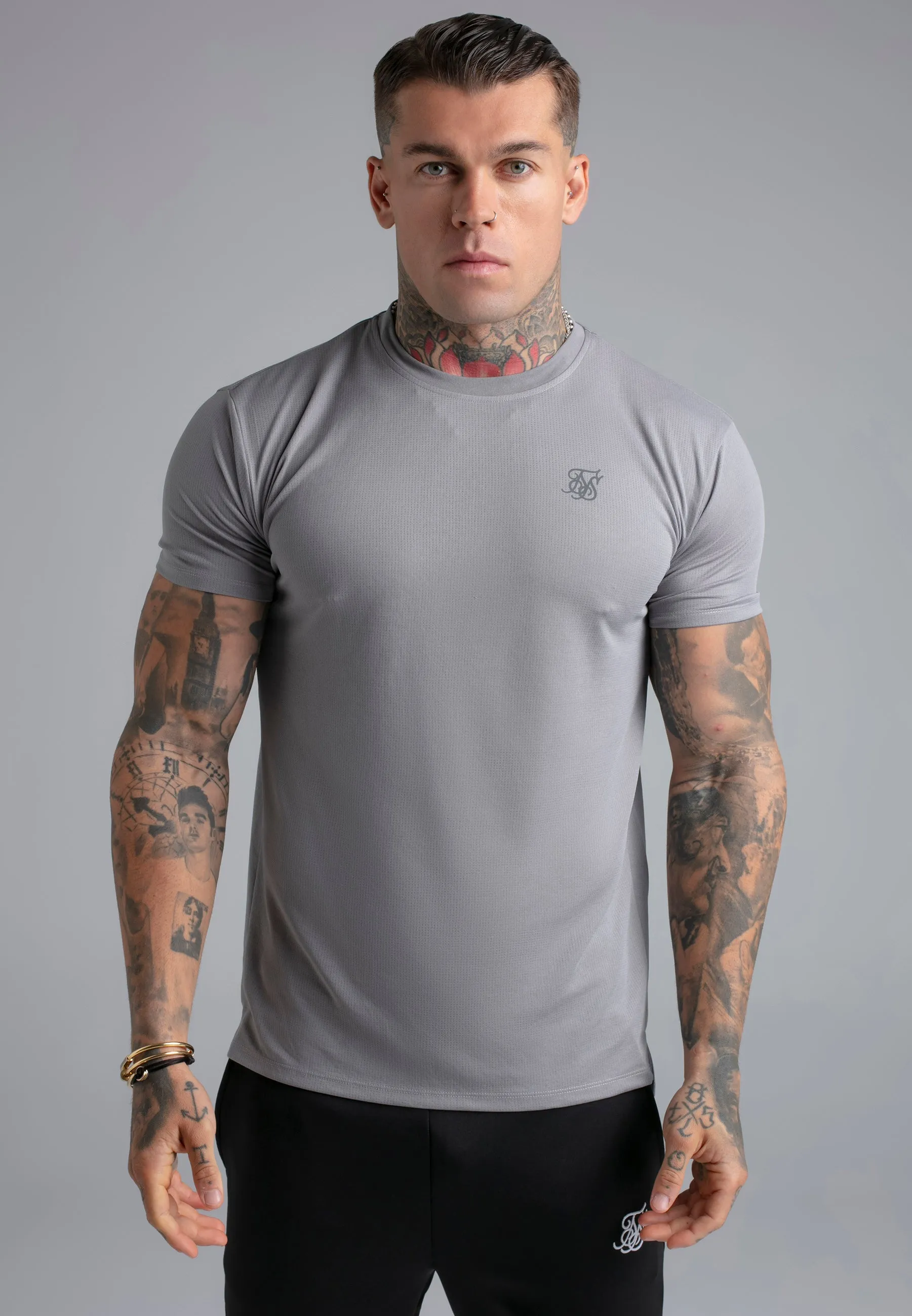 Grey Muscle Fit T-Shirt sold by Siksilk