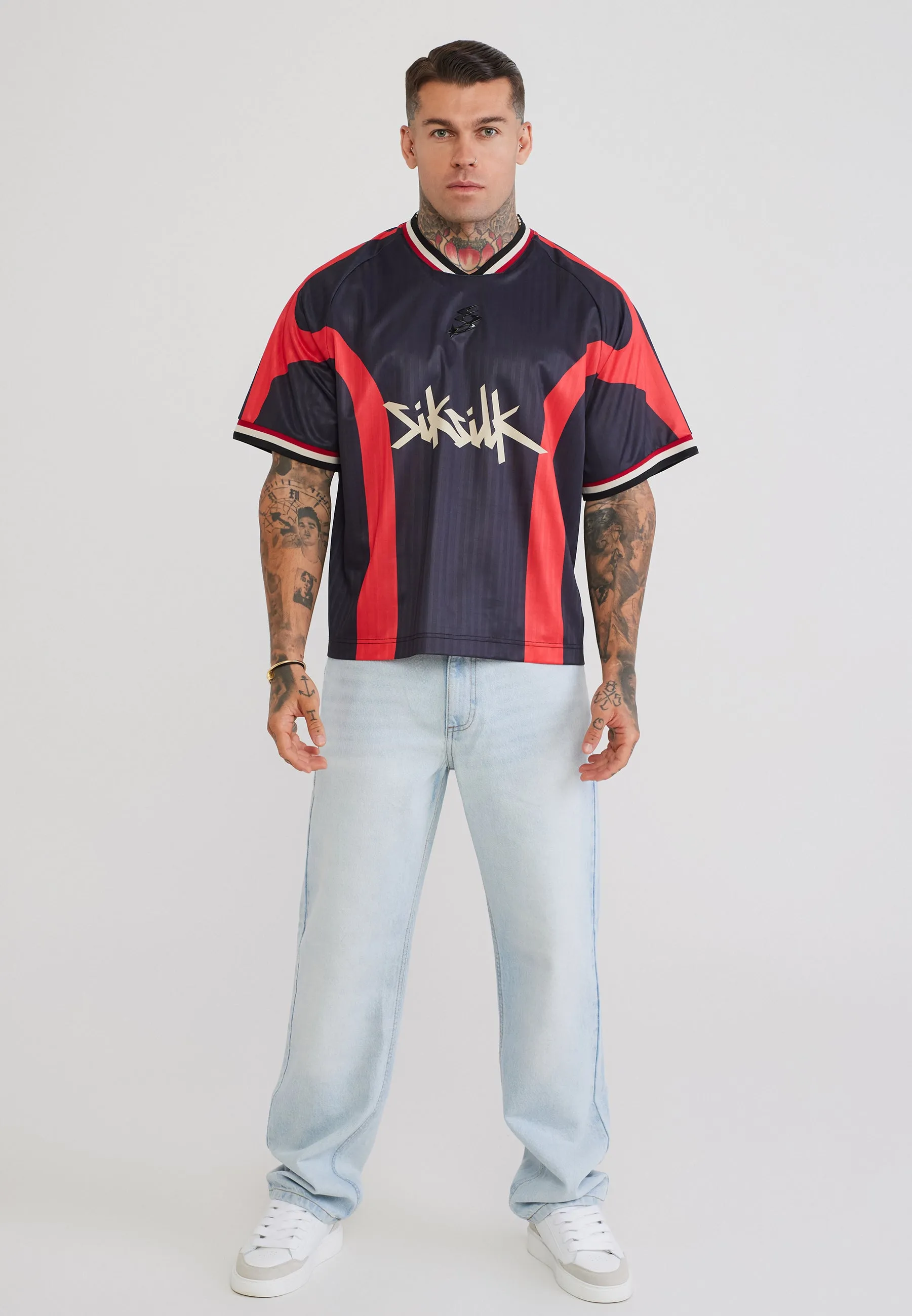 Black and Red Football T-Shirt sold by Siksilk product image thumbnail 3