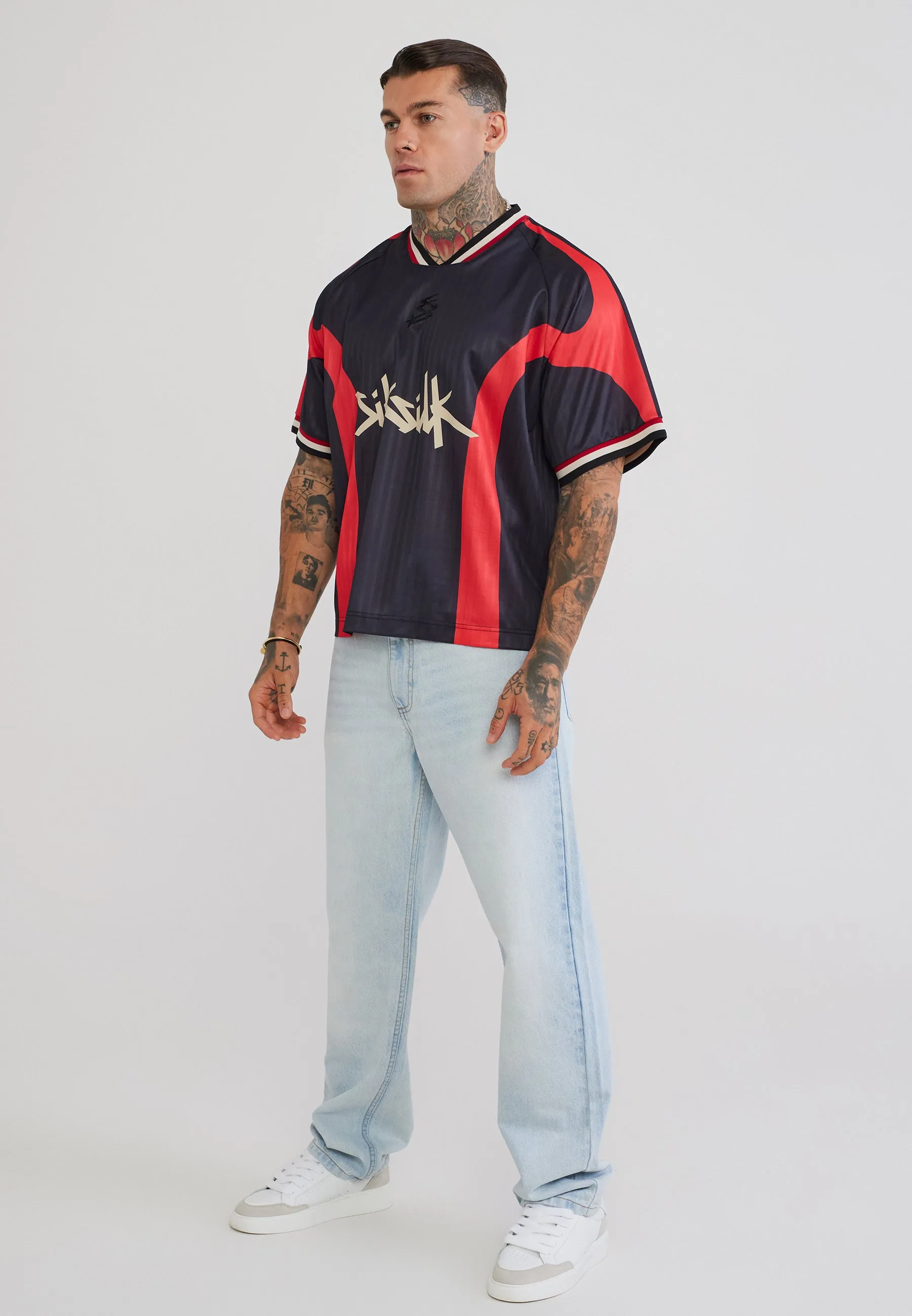 Black and Red Football T-Shirt sold by Siksilk product image thumbnail 4