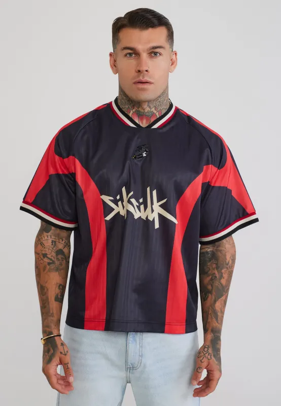 Black and Red Football T-Shirt made by Siksilk