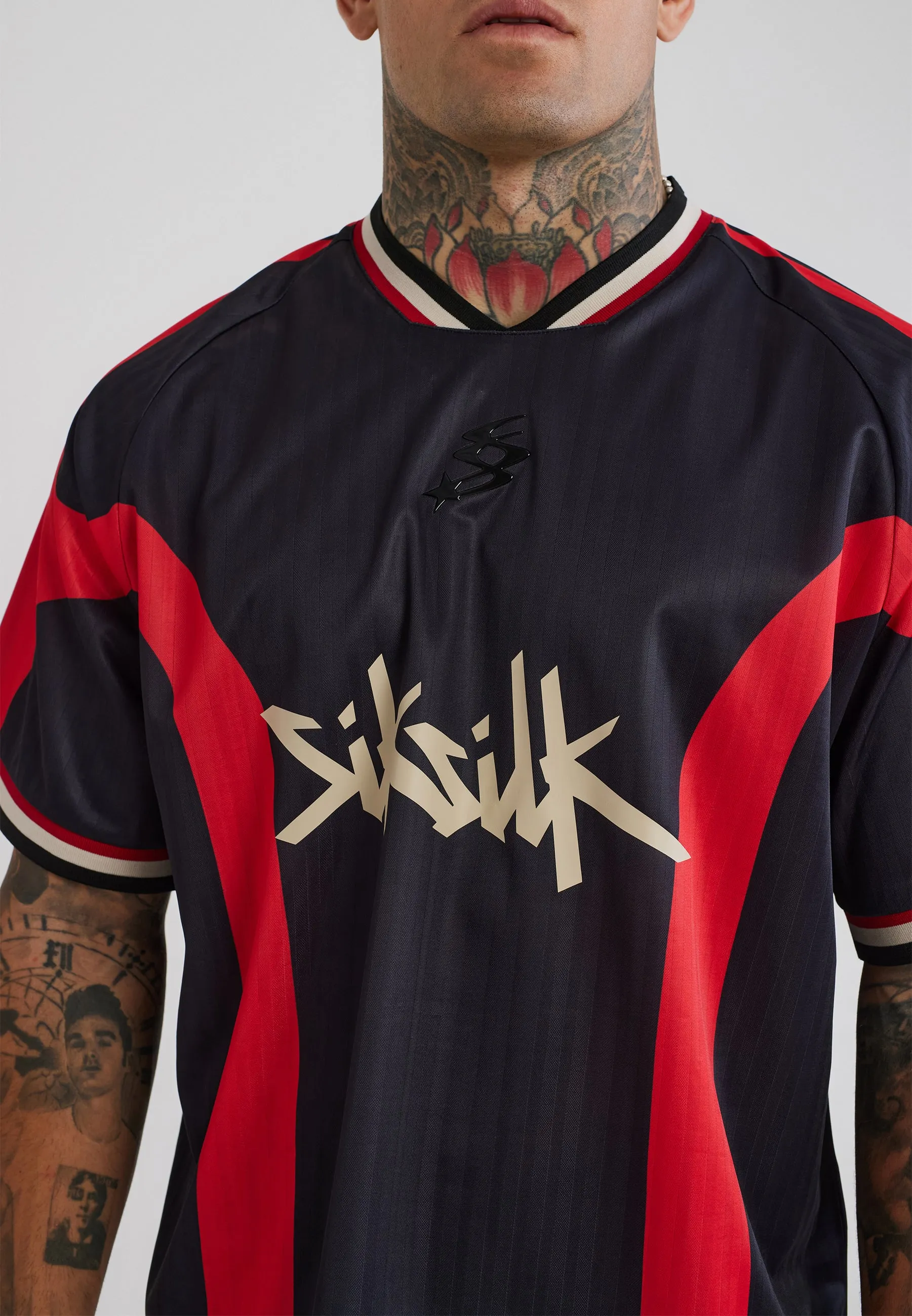 Black and Red Football T-Shirt sold by Siksilk product image thumbnail 2