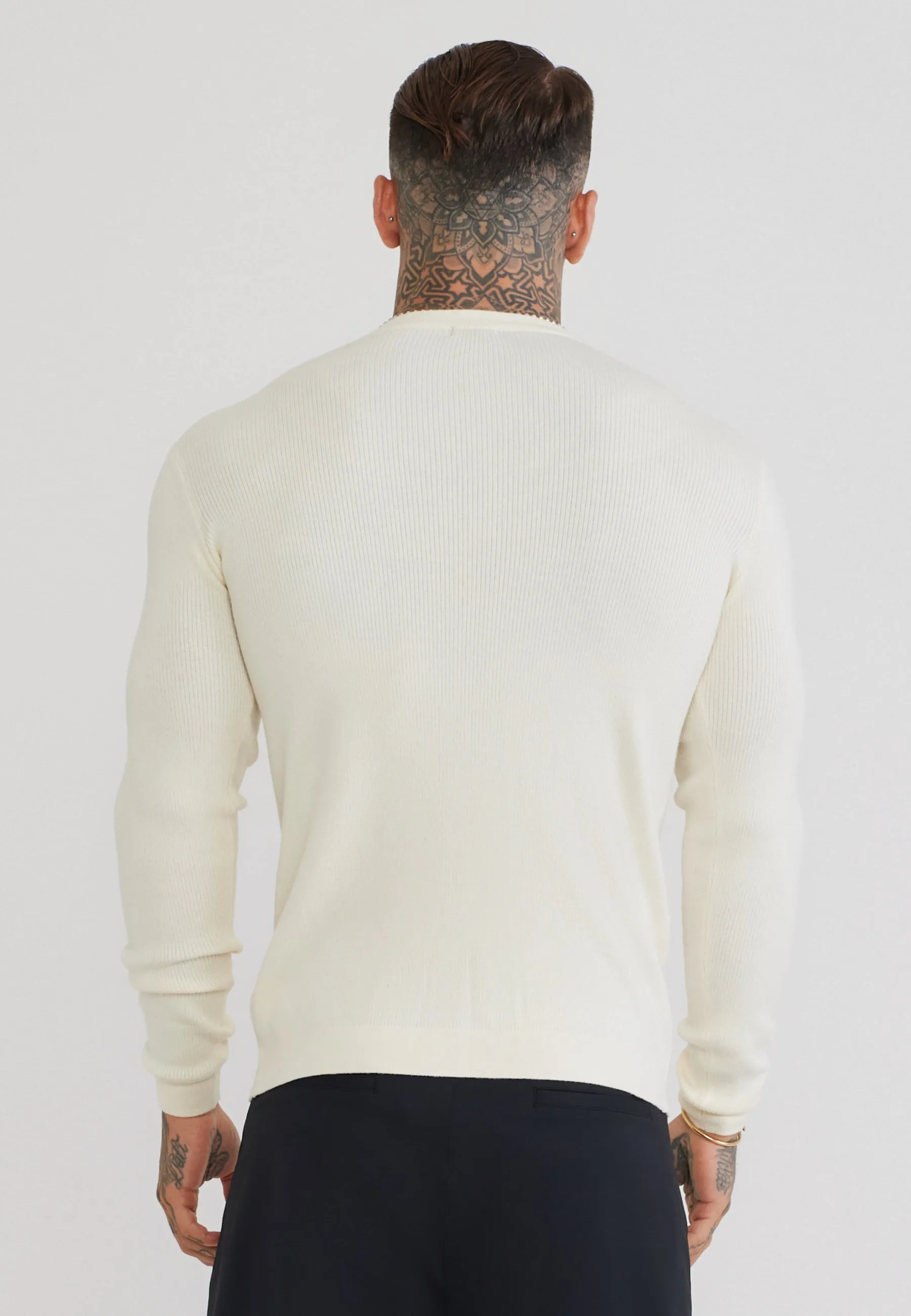 Ecru LS Knitted T-Shirt sold by Siksilk product image thumbnail 5