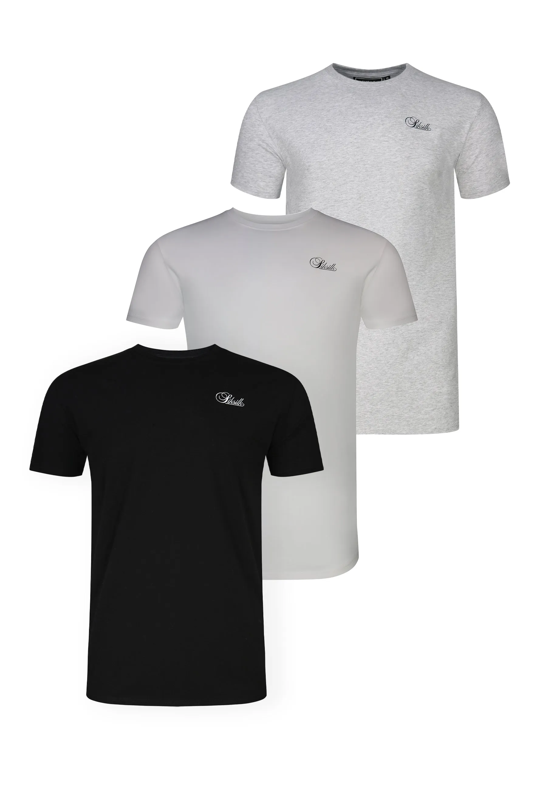 Black and White and Grey Pack of 3 Muscle Fit T-Shirts sold by Siksilk