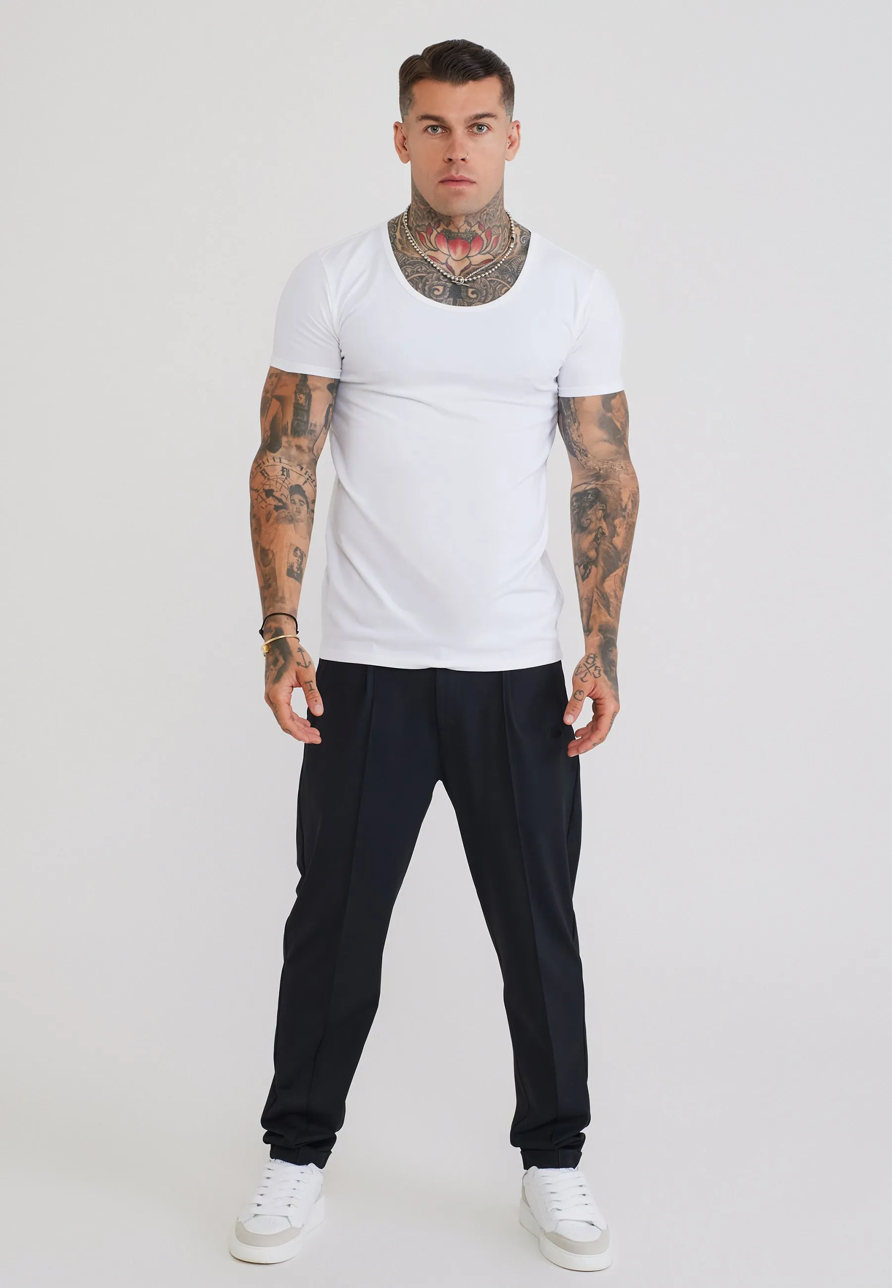 White Scoop Neck T-Shirt sold by Siksilk product image thumbnail 3