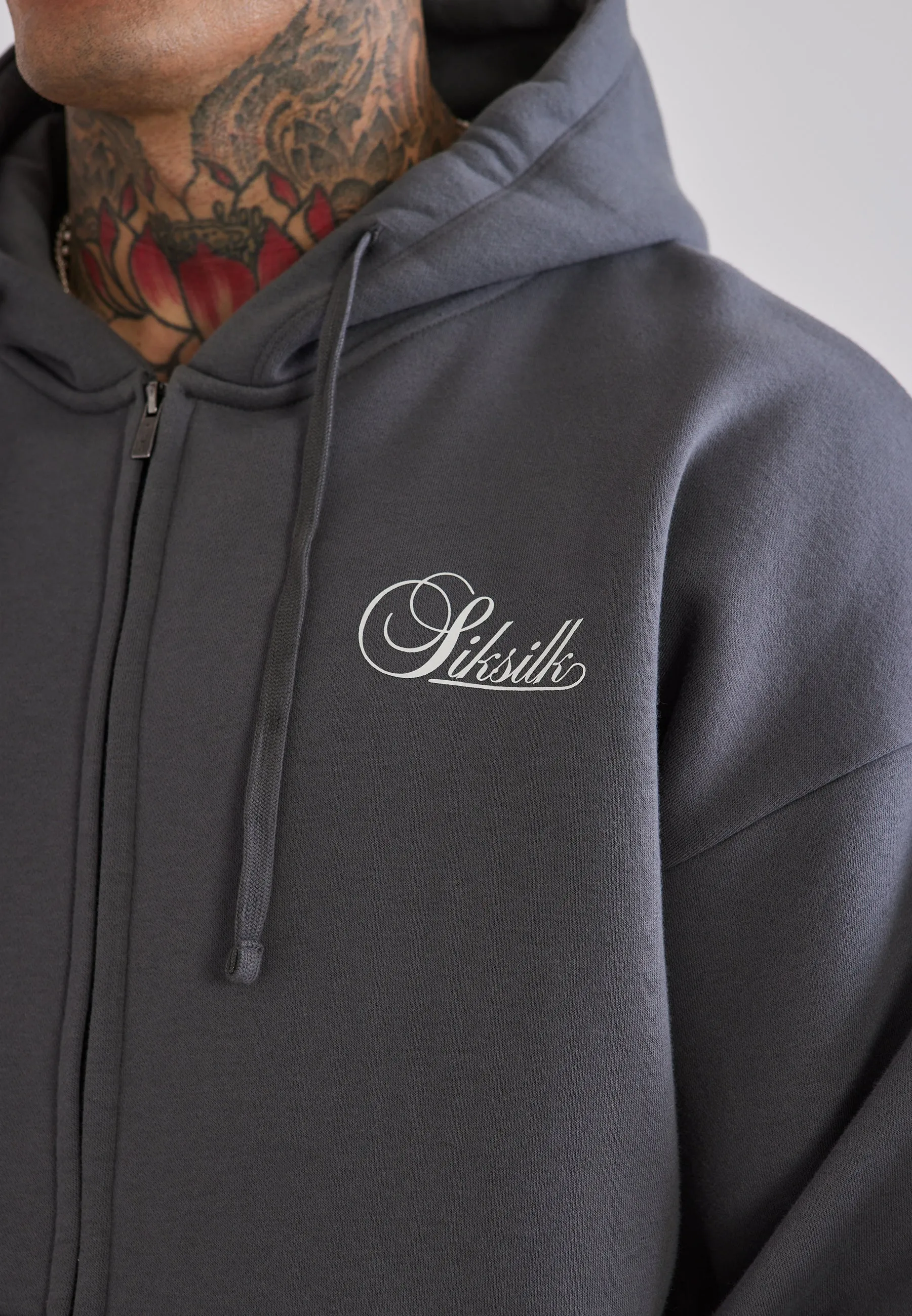 Grey Essentials Full Zip Hoodie sold by Siksilk product image thumbnail 2
