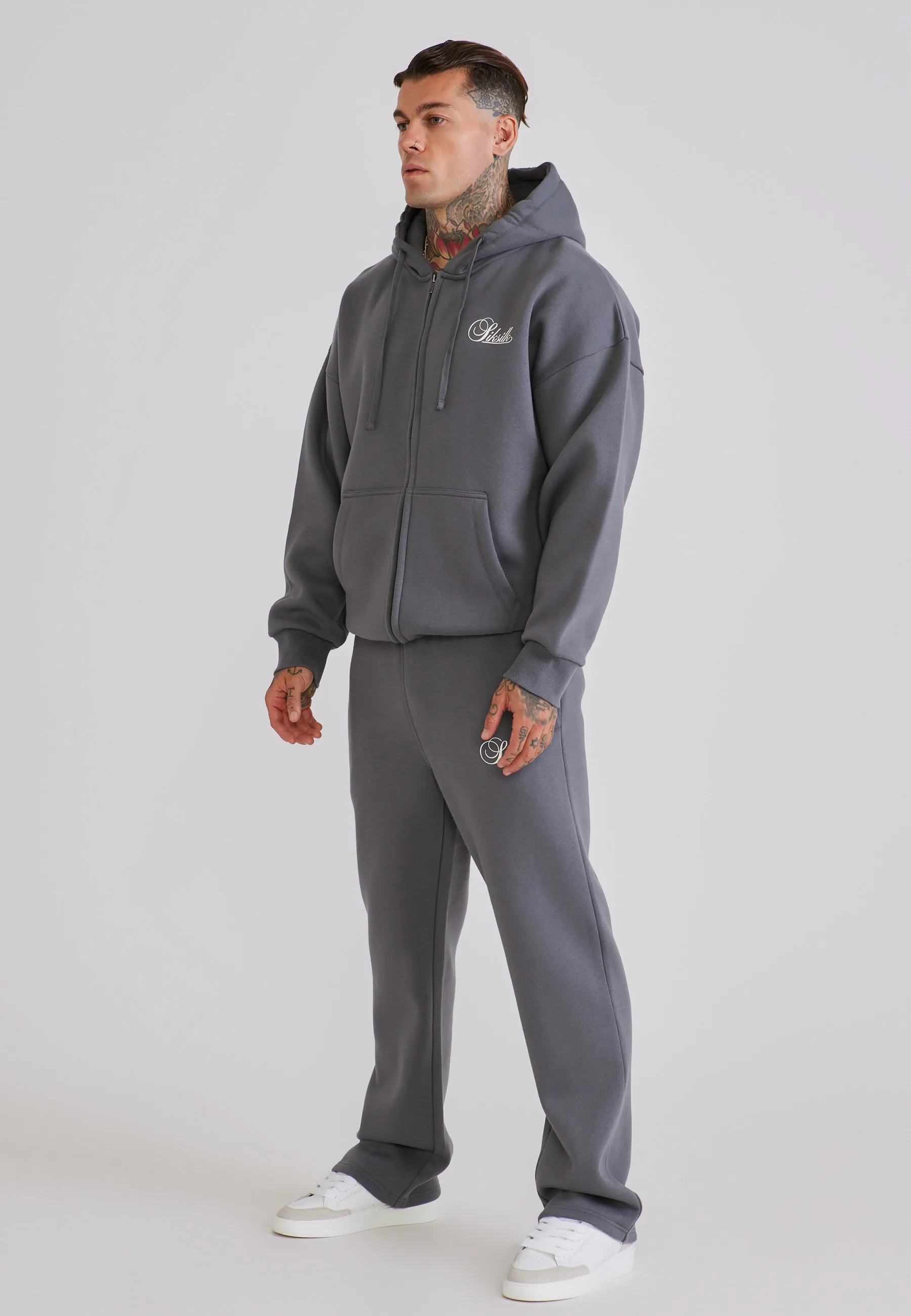 Grey Essentials Full Zip Hoodie sold by Siksilk product image thumbnail 4