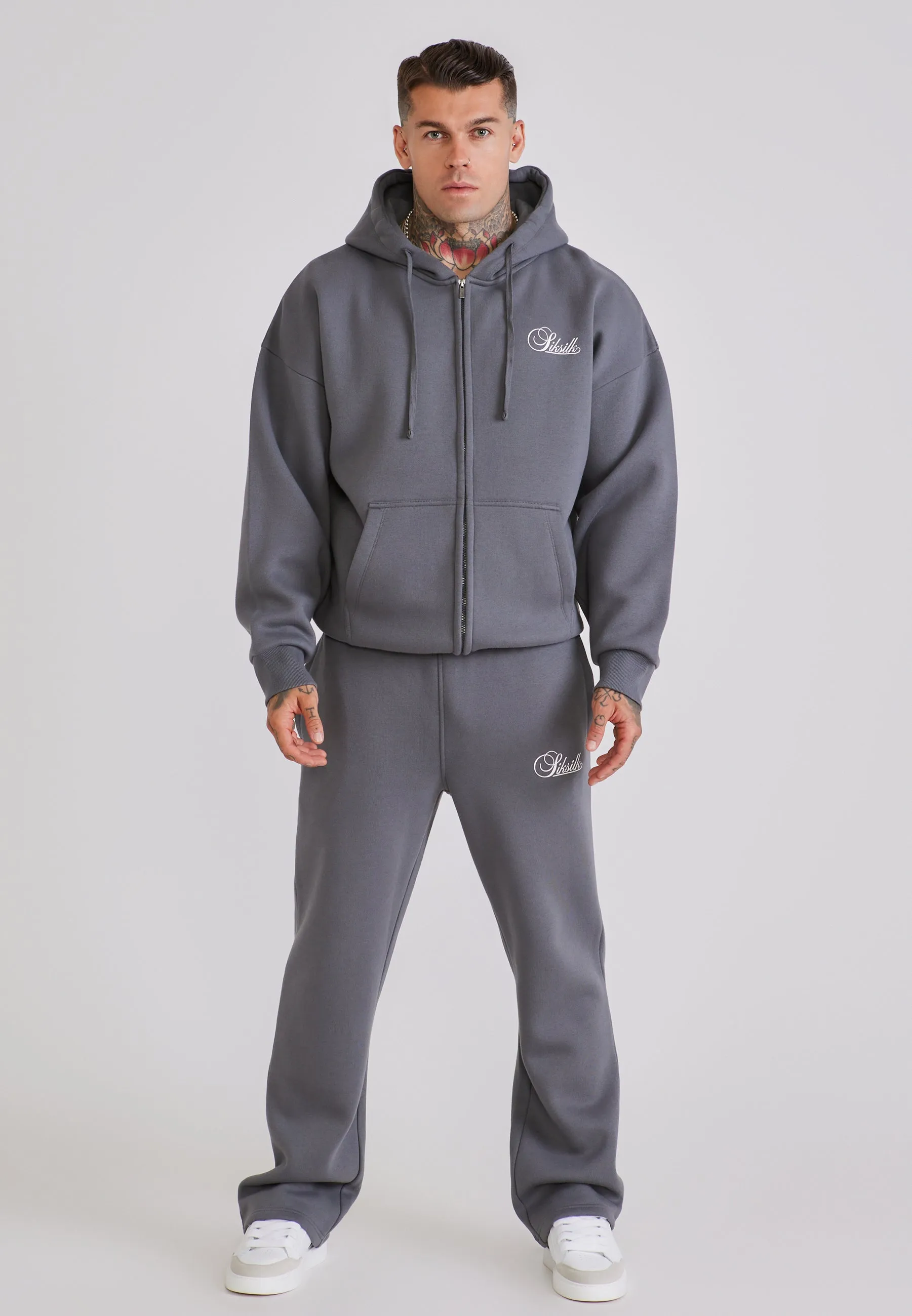 Grey Essentials Full Zip Hoodie sold by Siksilk product image thumbnail 3