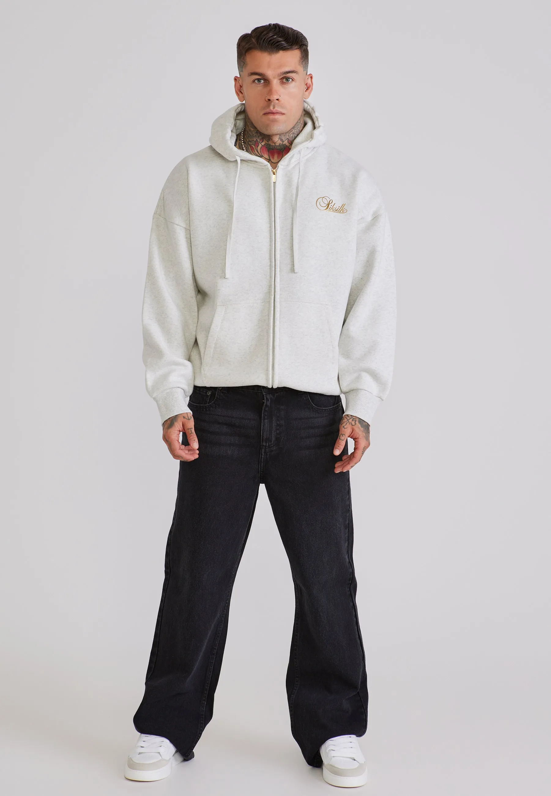 Snow Marl Essentials Full Zip Hoodie sold by Siksilk product image thumbnail 3