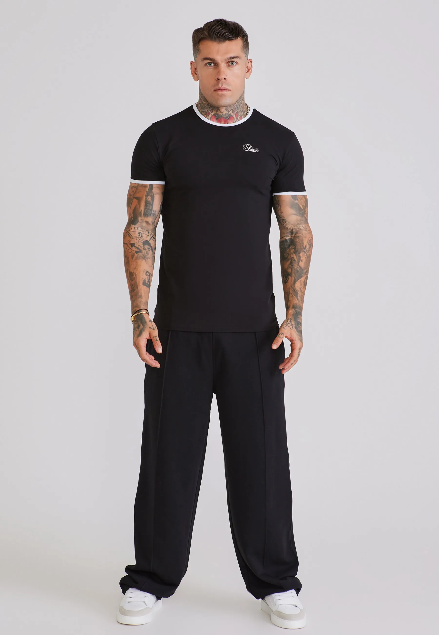 Black and White Ringer T-Shirt sold by Siksilk product image thumbnail 3
