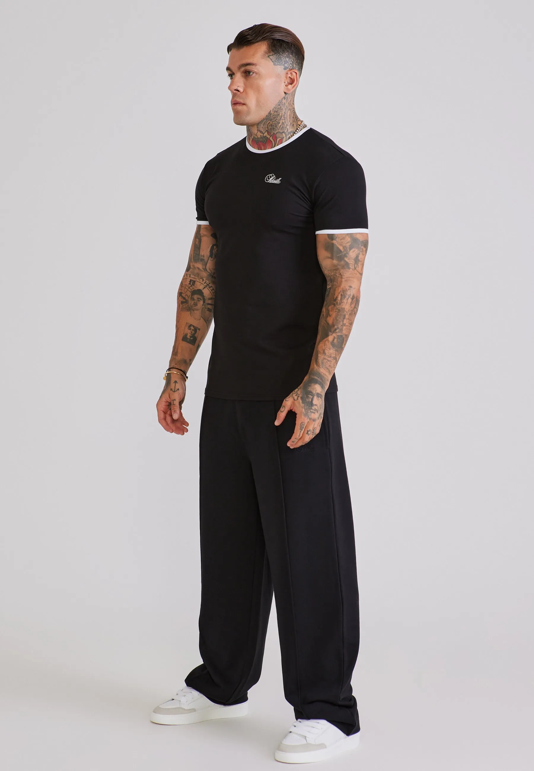 Black and White Ringer T-Shirt sold by Siksilk product image thumbnail 4