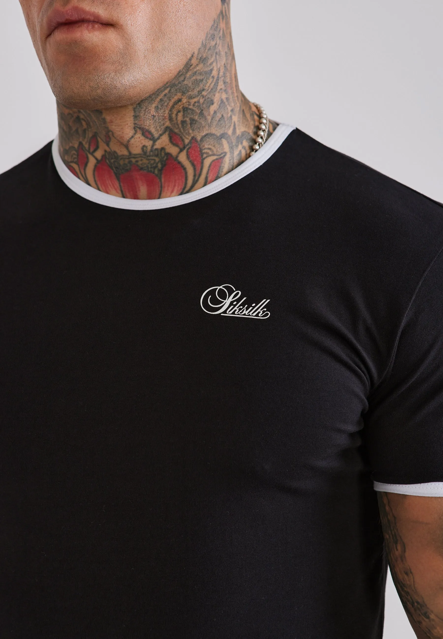 Black and White Ringer T-Shirt sold by Siksilk product image thumbnail 2