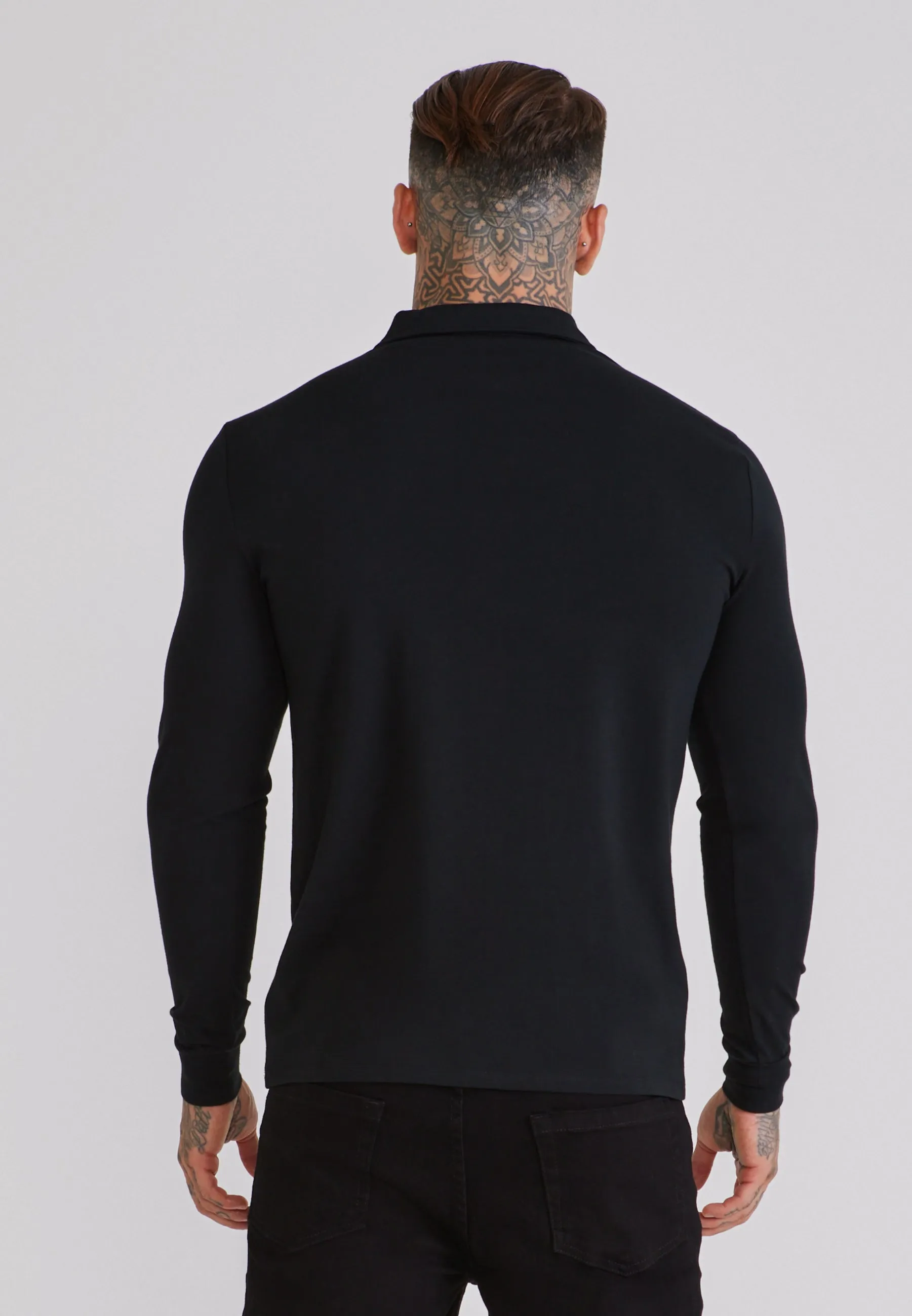 Black LS Jersey Zip Polo T-Shirt sold by Siksilk product image thumbnail 5