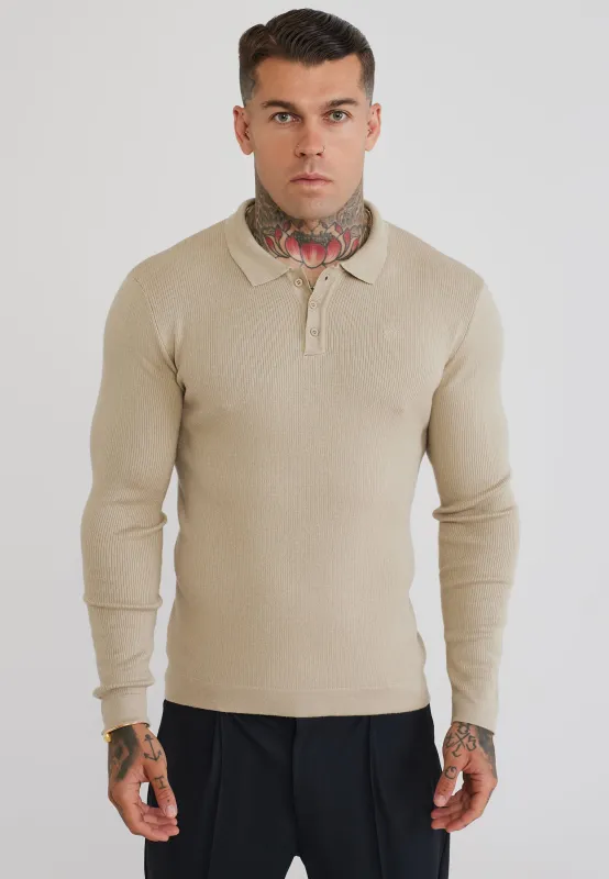 Stone LS Knitted Polo T-Shirt made by Siksilk