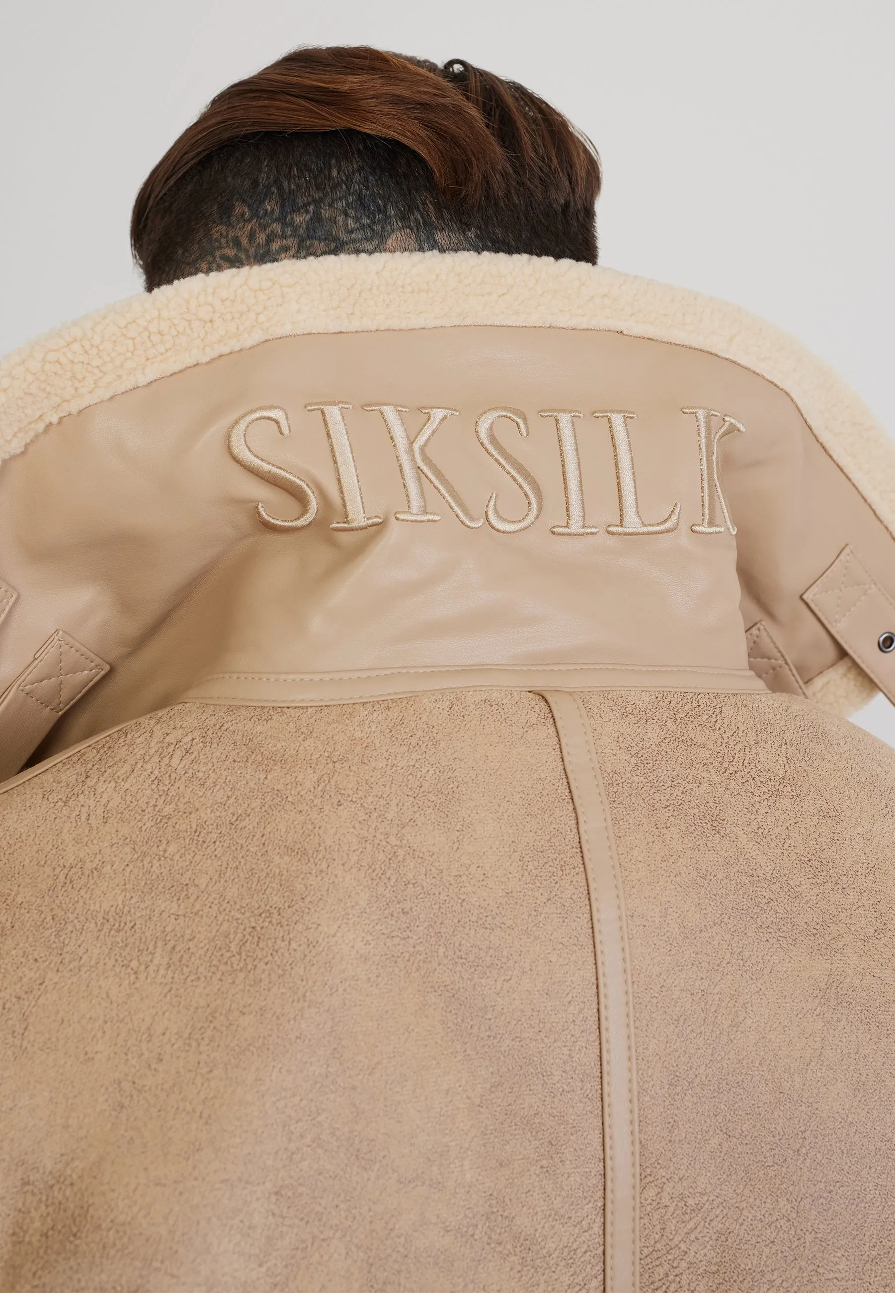 Beige Aviator Bomber Jacket sold by Siksilk product image thumbnail 2