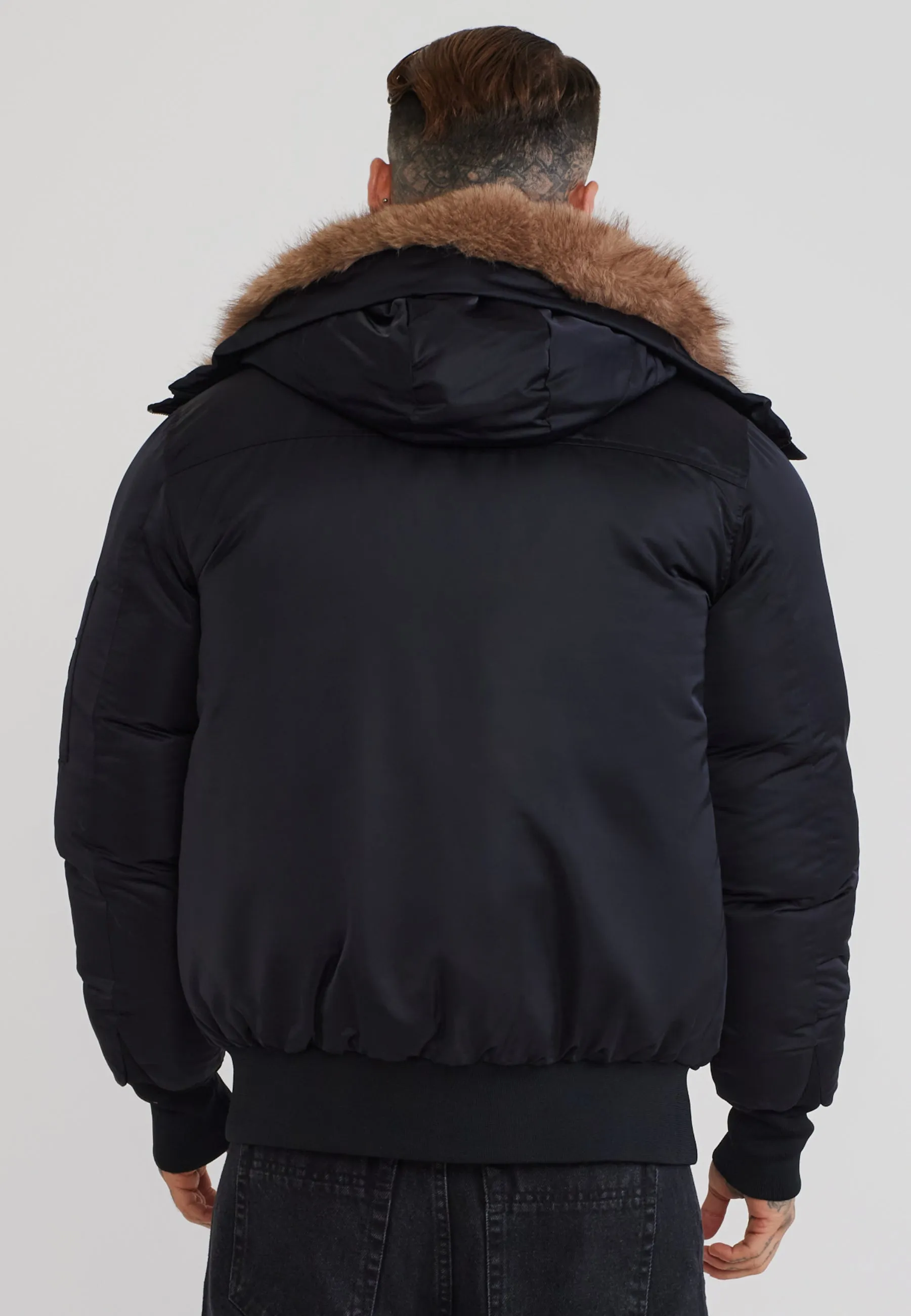Black Hooded Bomber Jacket sold by Siksilk product image thumbnail 5