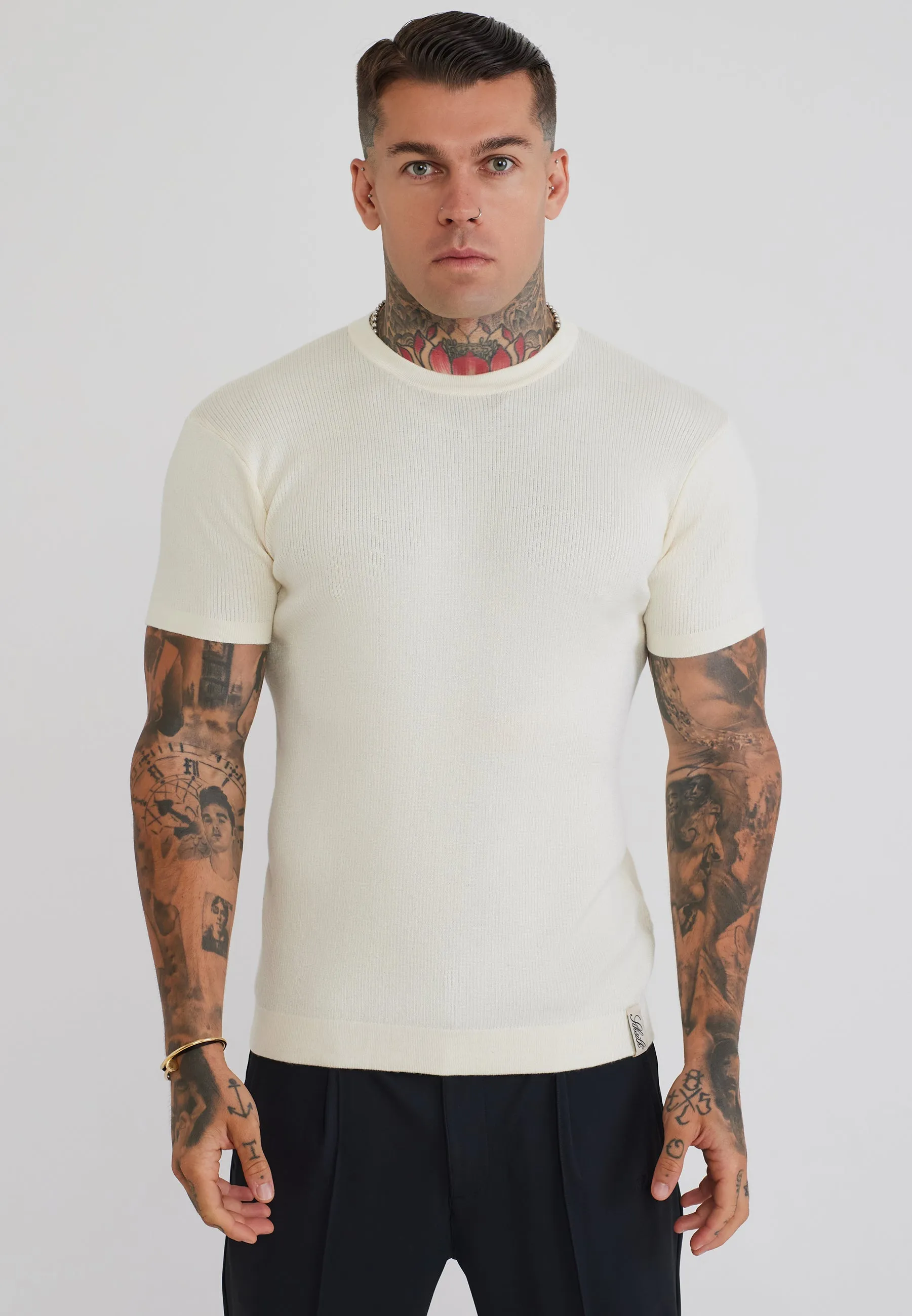 Ecru Knitted T-Shirt sold by Siksilk