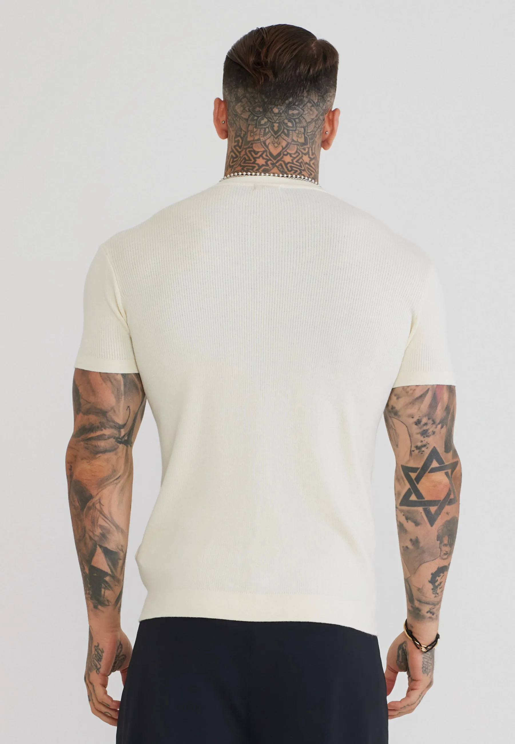 Ecru Knitted T-Shirt sold by Siksilk product image thumbnail 5