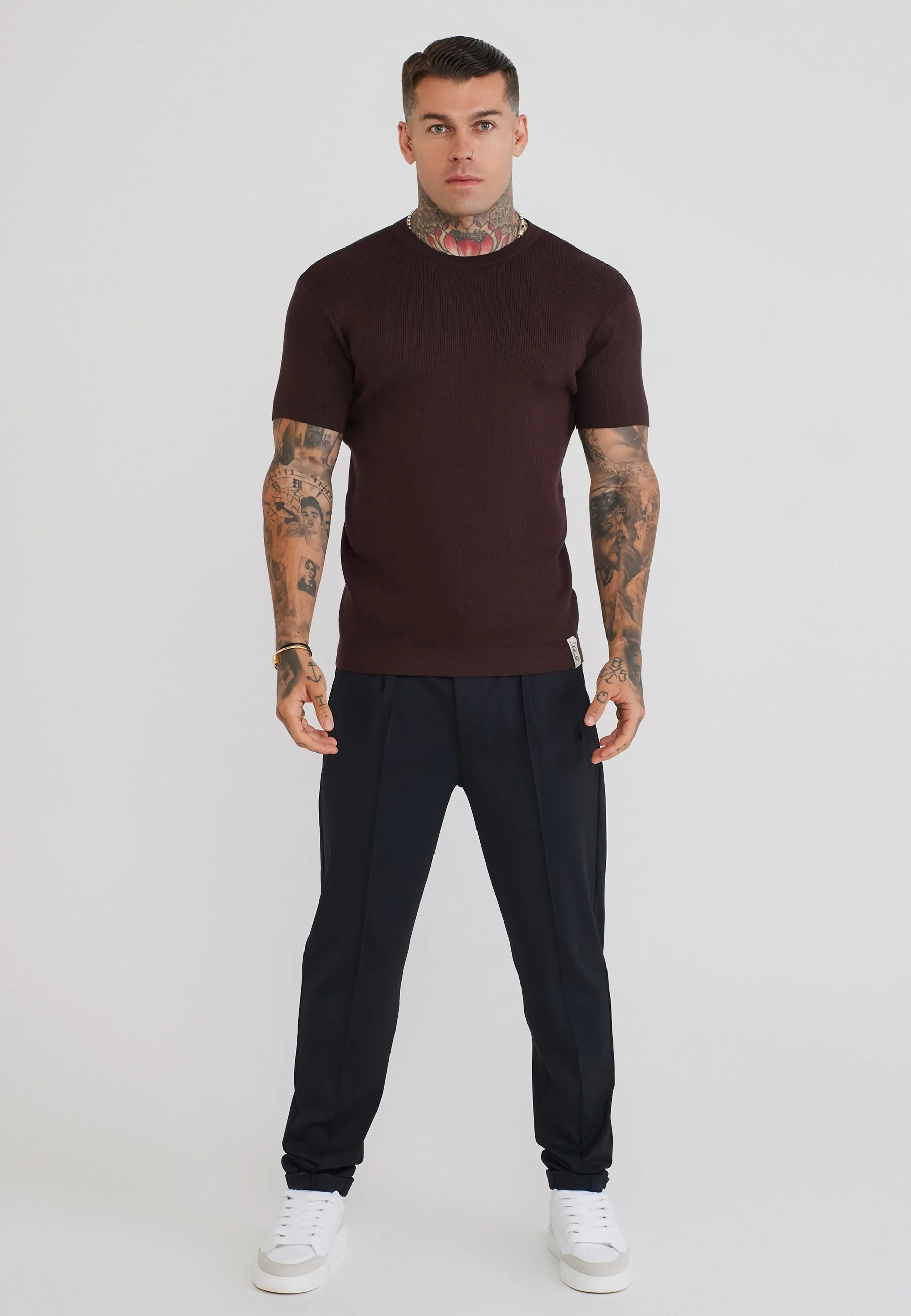 Brown Knitted T-Shirt sold by Siksilk product image thumbnail 3