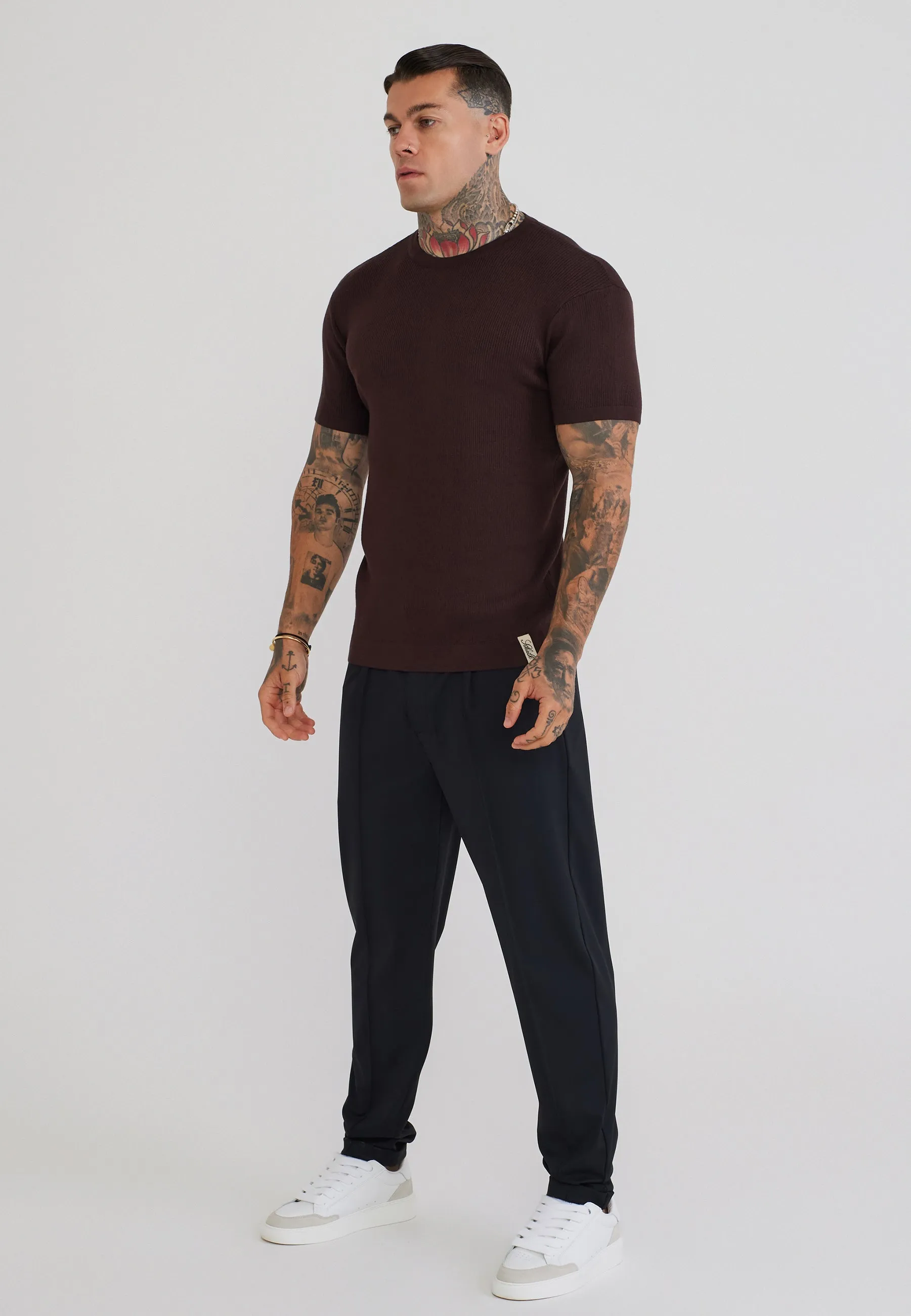 Brown Knitted T-Shirt sold by Siksilk product image thumbnail 4