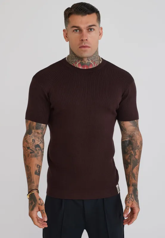 Brown Knitted T-Shirt made by Siksilk