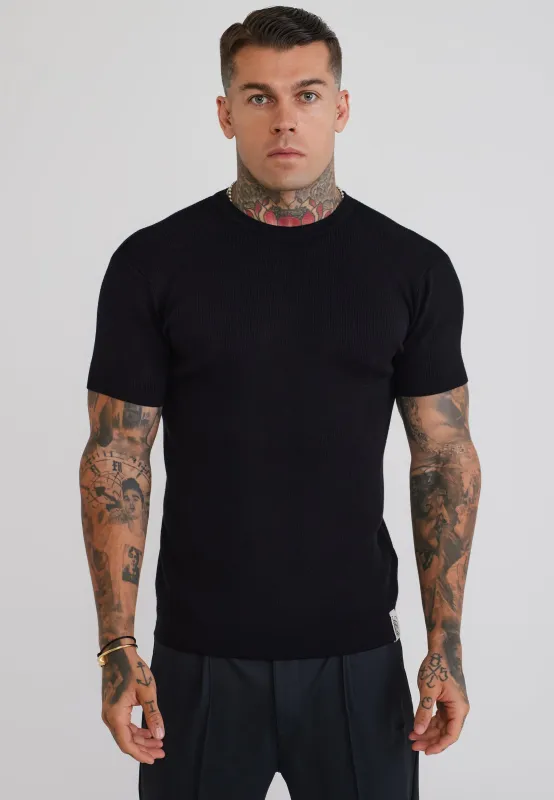 Black Knitted T-Shirt made by Siksilk