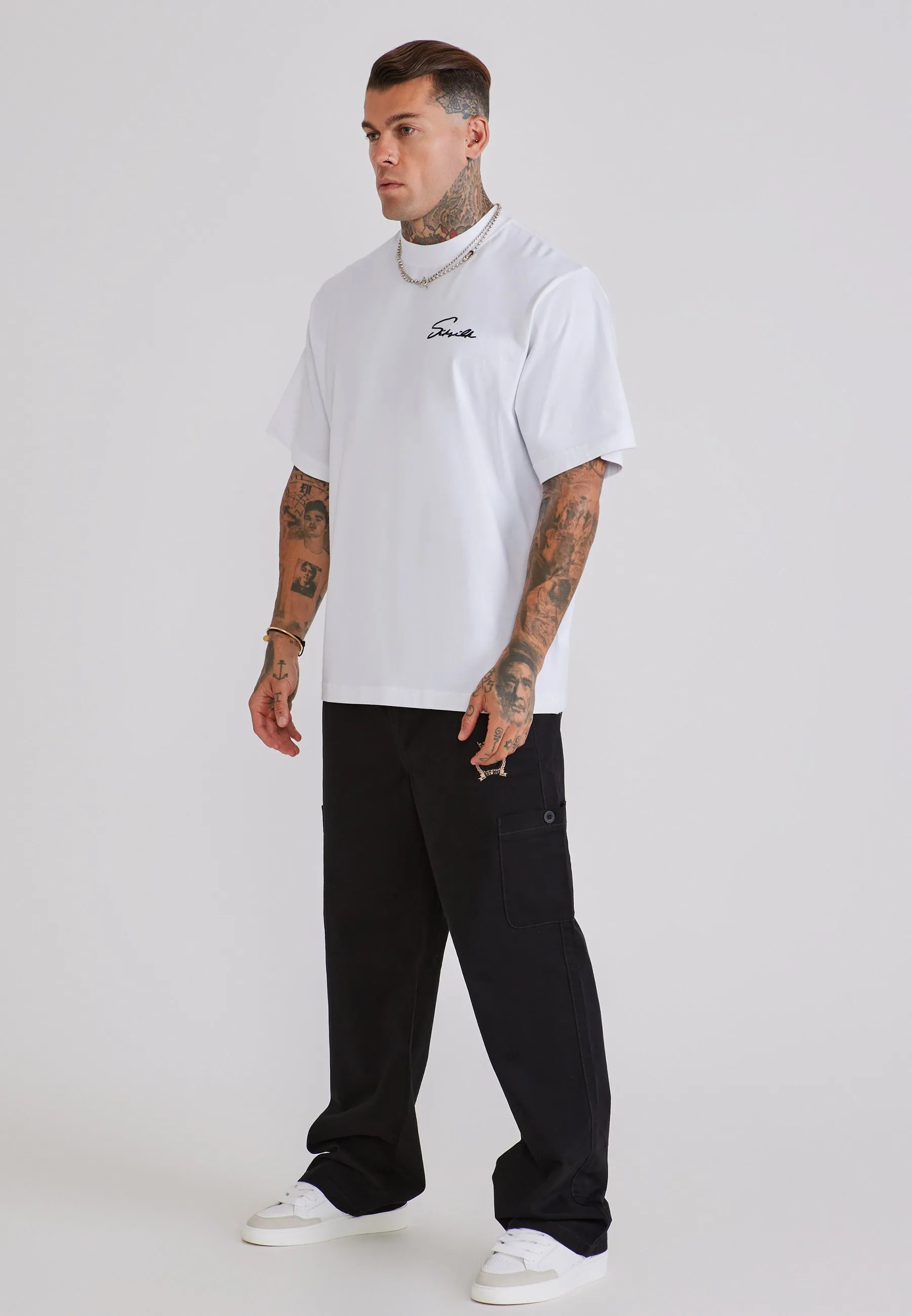 White Script T-Shirt sold by Siksilk product image thumbnail 4