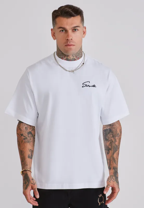 White Script T-Shirt made by Siksilk