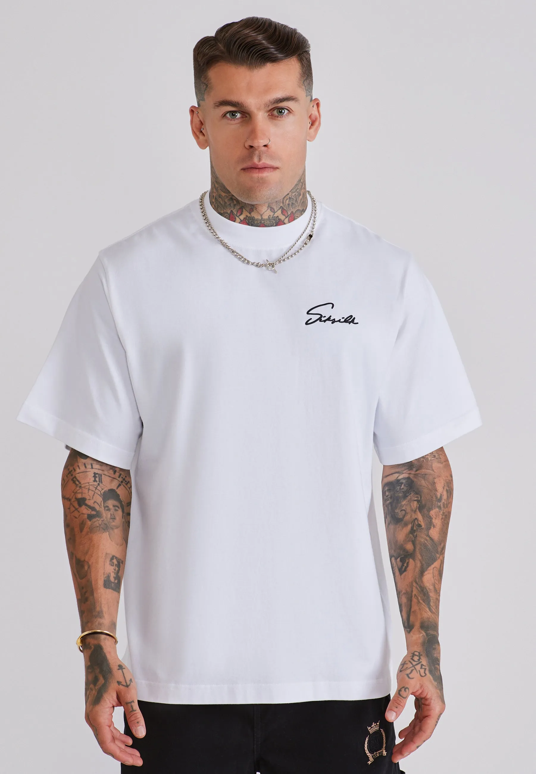 White Script T-Shirt sold by Siksilk