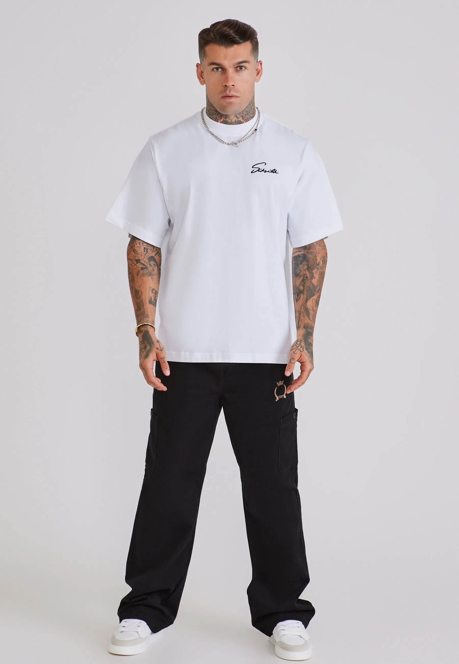 White Script T-Shirt sold by Siksilk product image thumbnail 3