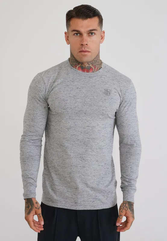 Grey LS Marl T-Shirt made by Siksilk