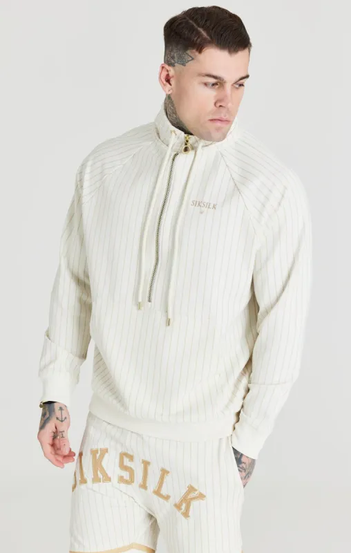 Ecru Retro Half Zip Funnel Track Top sold by Siksilk
