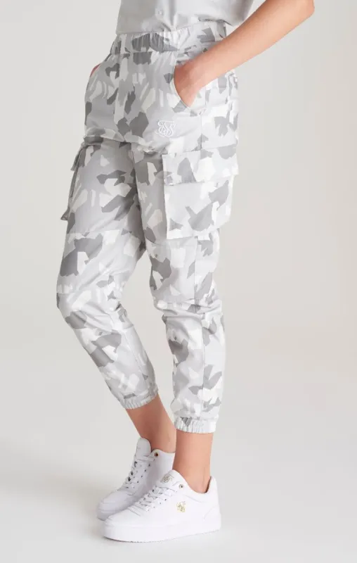 Girls Grey Camo Cargo Pant sold by Siksilk