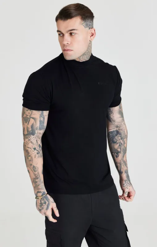 Black High Neck T-Shirt sold by Siksilk