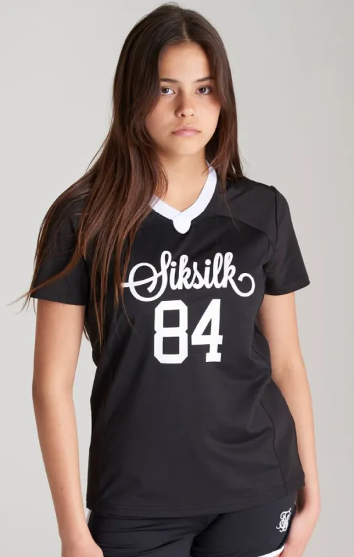 Girls Black Retro Football Cropped Jersey sold by Siksilk