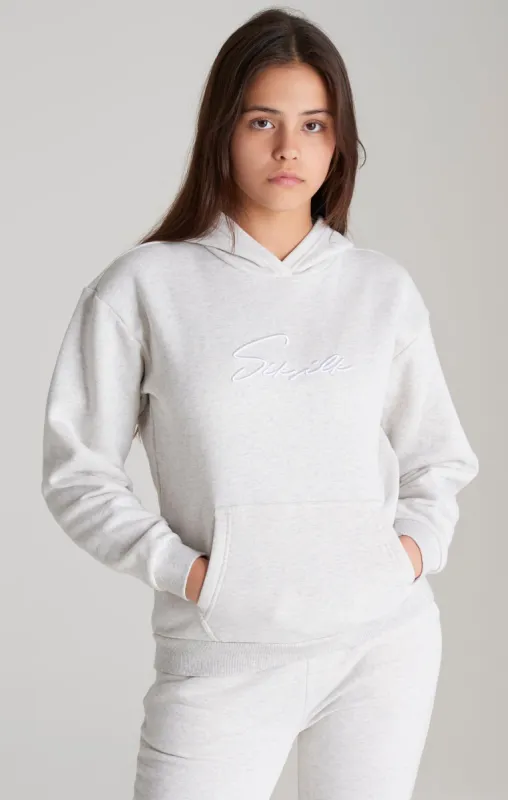 Girls Grey Marl Signature Overhead Hoodie sold by Siksilk