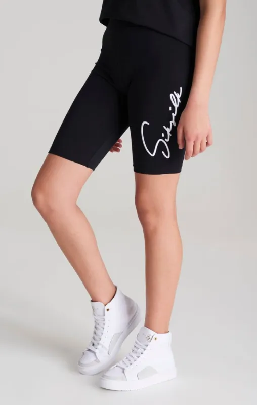 Girls Black Signature Cycle Short sold by Siksilk