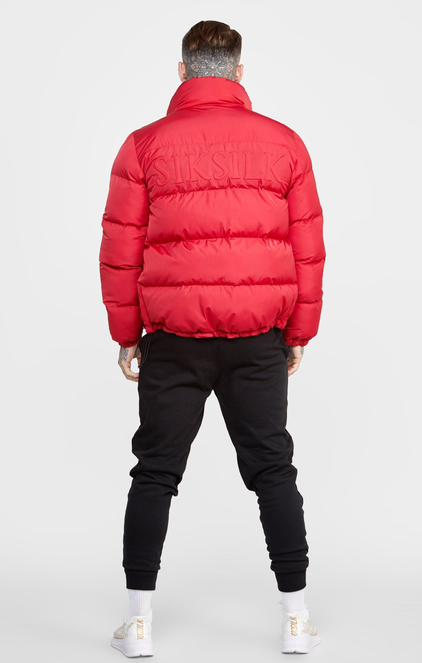 Red Embossed Logo Puffer Jacket sold by Siksilk product image thumbnail 5