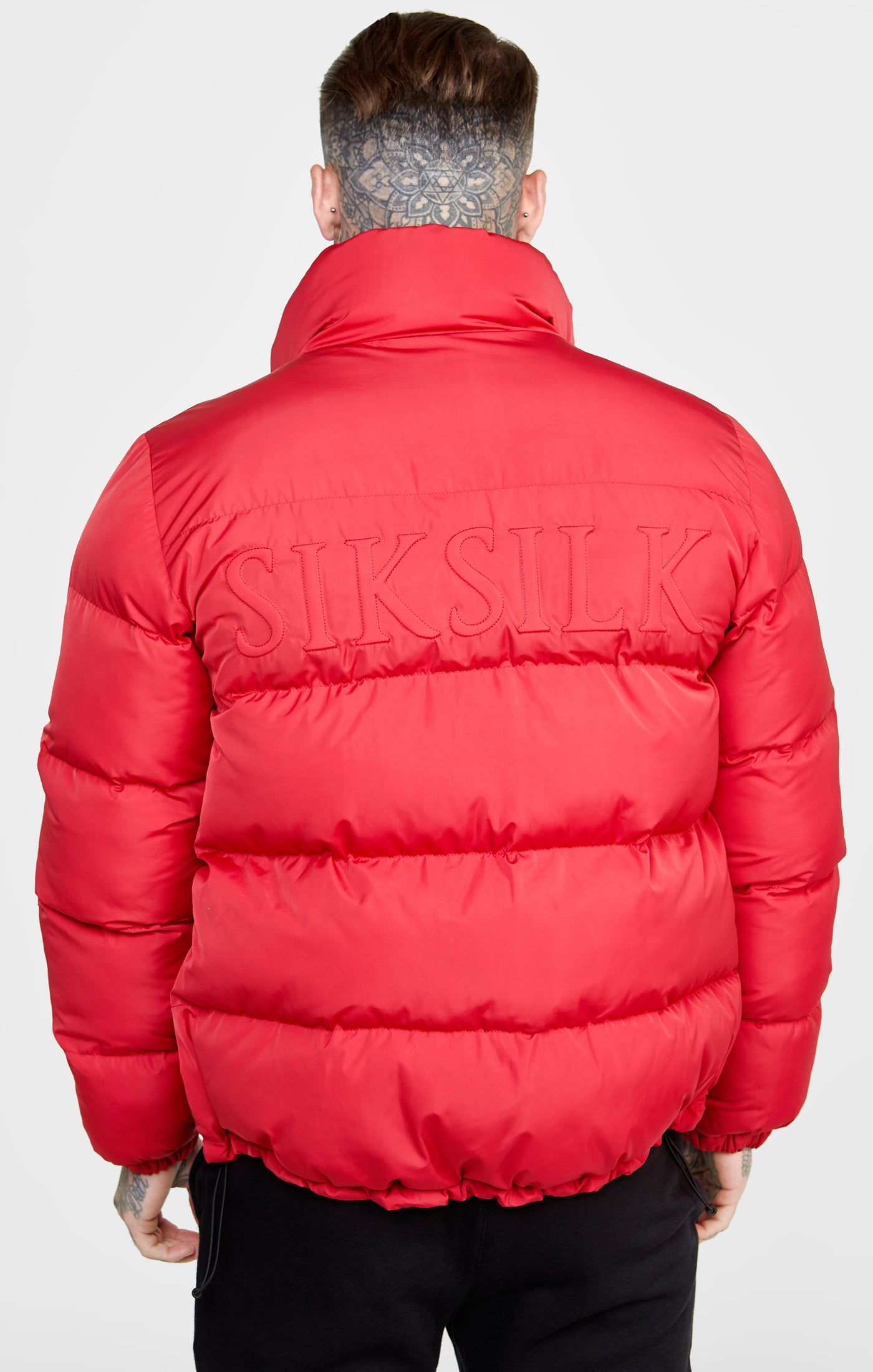 Red Embossed Logo Puffer Jacket sold by Siksilk product image thumbnail 6