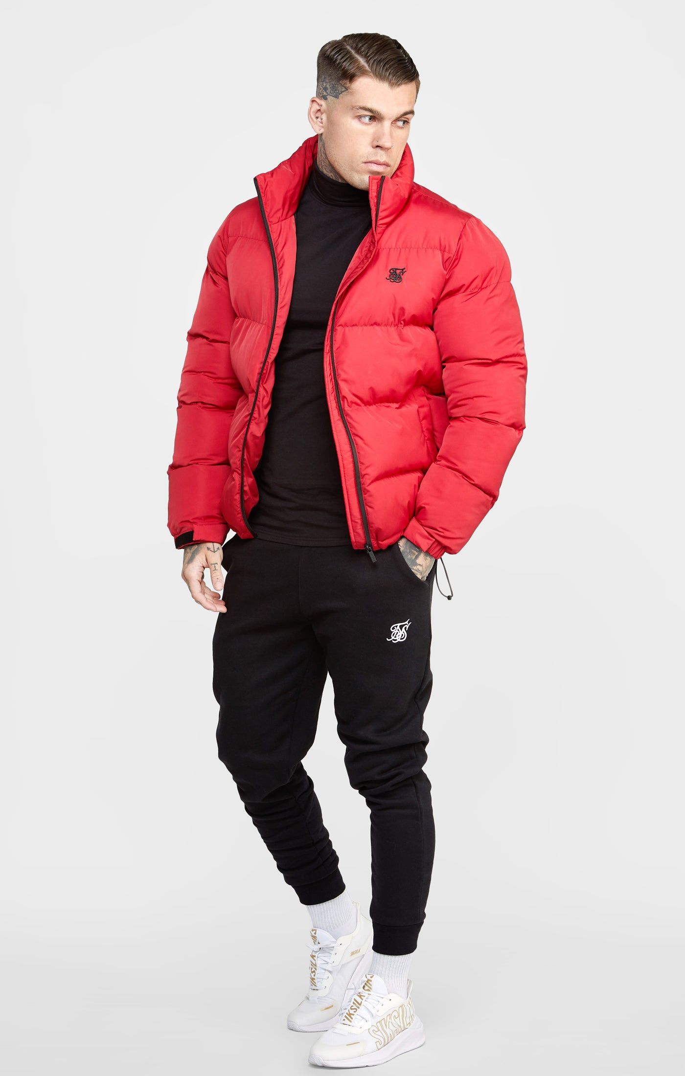 Red Embossed Logo Puffer Jacket sold by Siksilk product image thumbnail 3